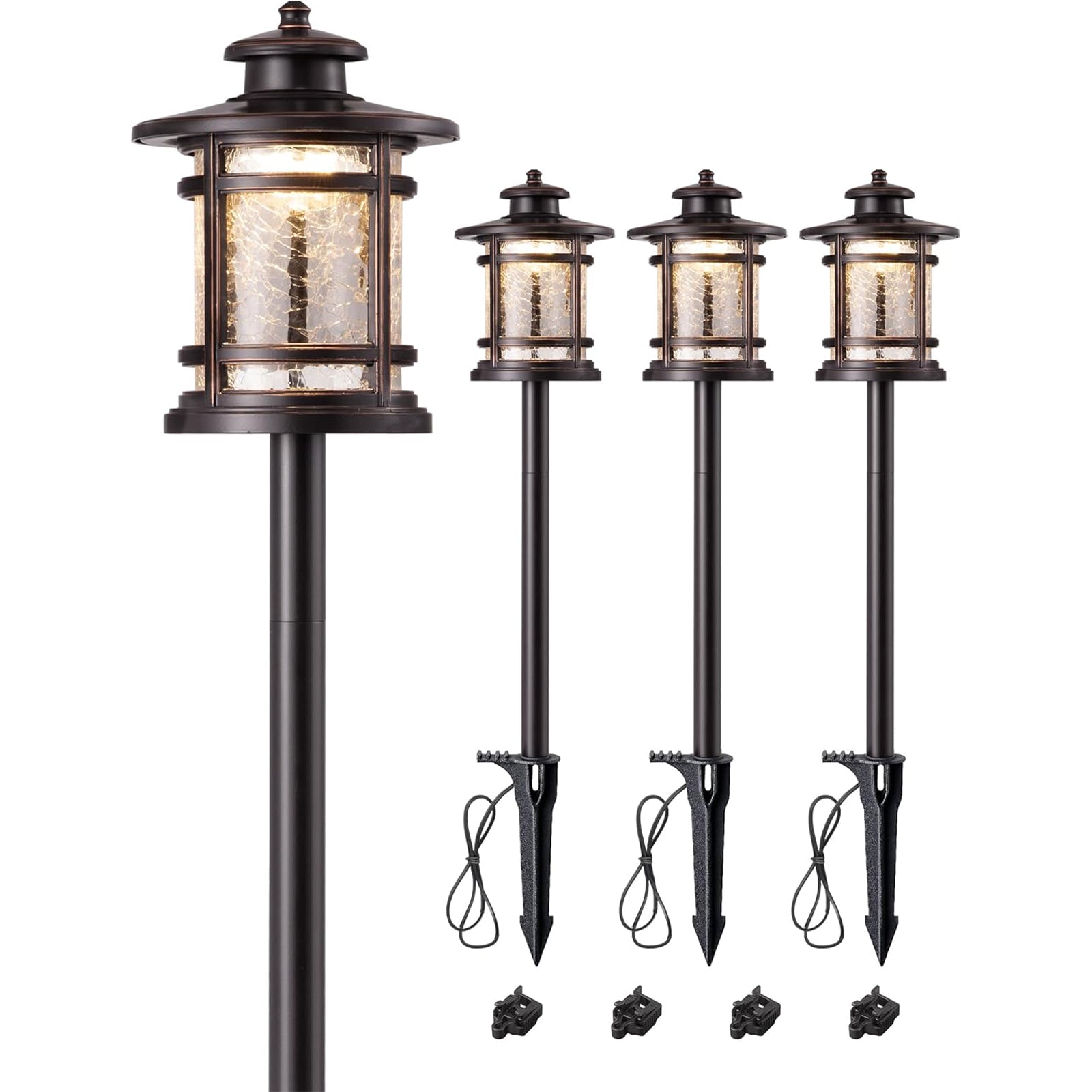Low Voltage Landscape Lighting, 3.4W 155LM 12V 3000K Wired Pathway Lights, Outdoor Waterproof Electric Landscape Path Lights, 50,000H LED for Yard, Garden, Driveway