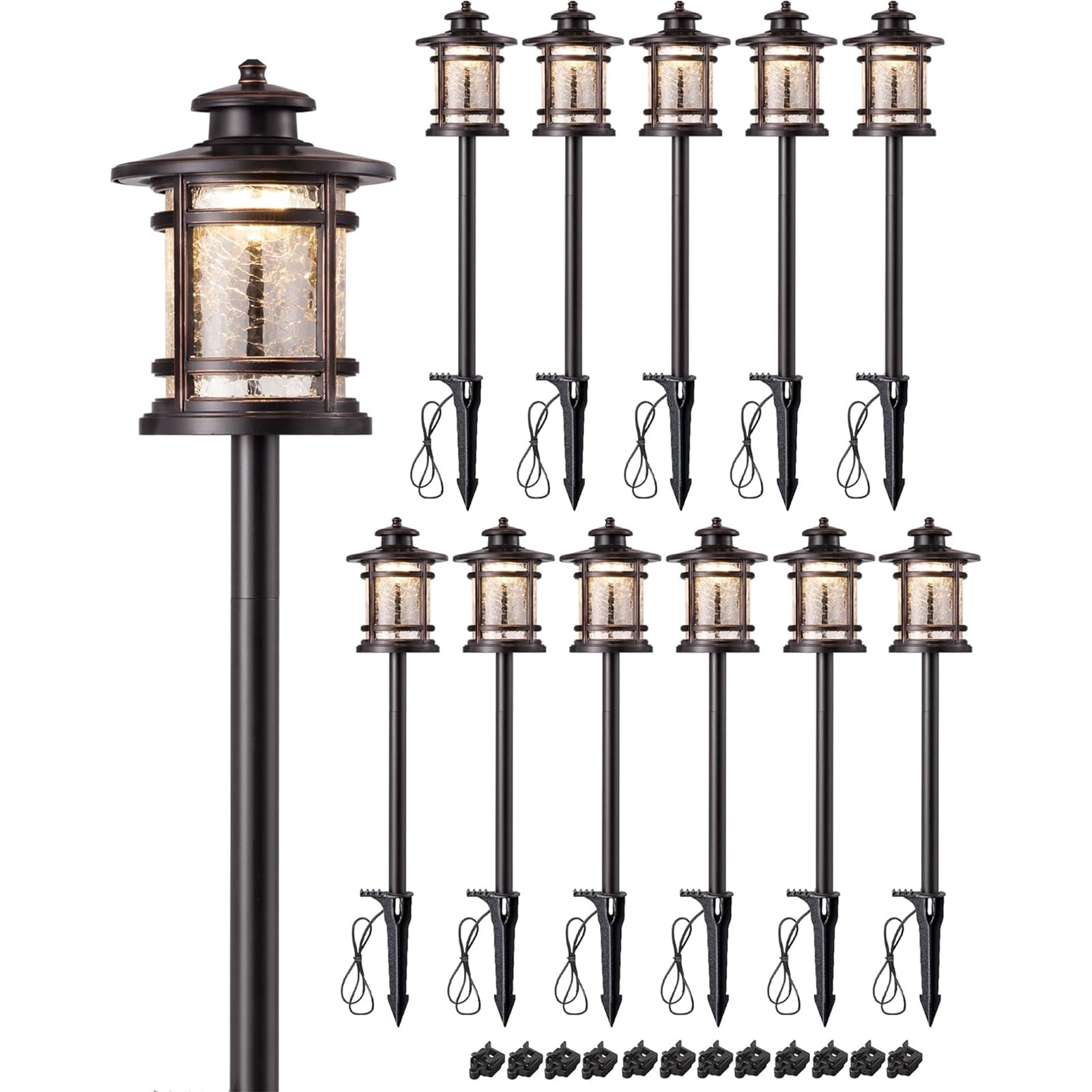 Low Voltage Landscape Lighting, 3.4W 155LM 12V 3000K Wired Pathway Lights, Outdoor Waterproof Electric Landscape Path Lights, 50,000H LED for Yard, Garden, Driveway
