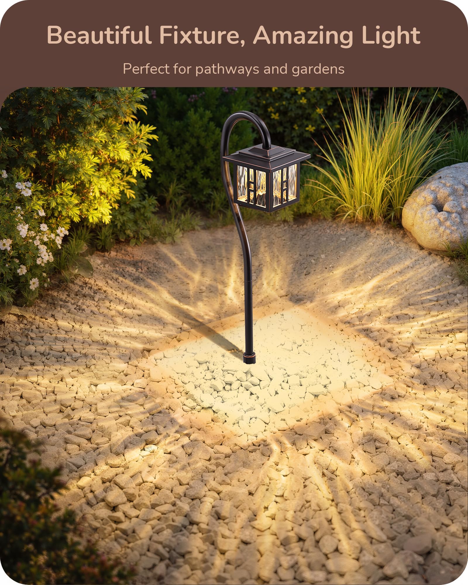 Low Voltage Landscape Lighting, 3.4W 155LM Oil-Rubbed Bronze Outdoor Landscape Path Lights