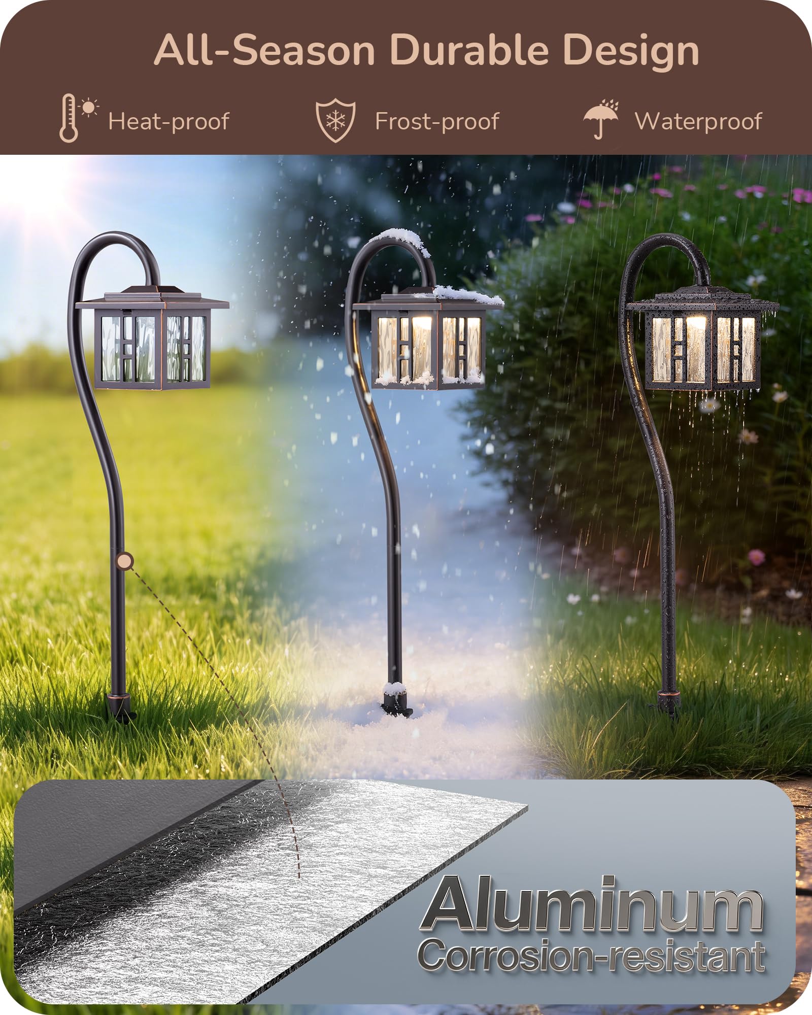 Low Voltage Landscape Lighting, 3.4W 155LM Oil-Rubbed Bronze Outdoor Landscape Path Lights