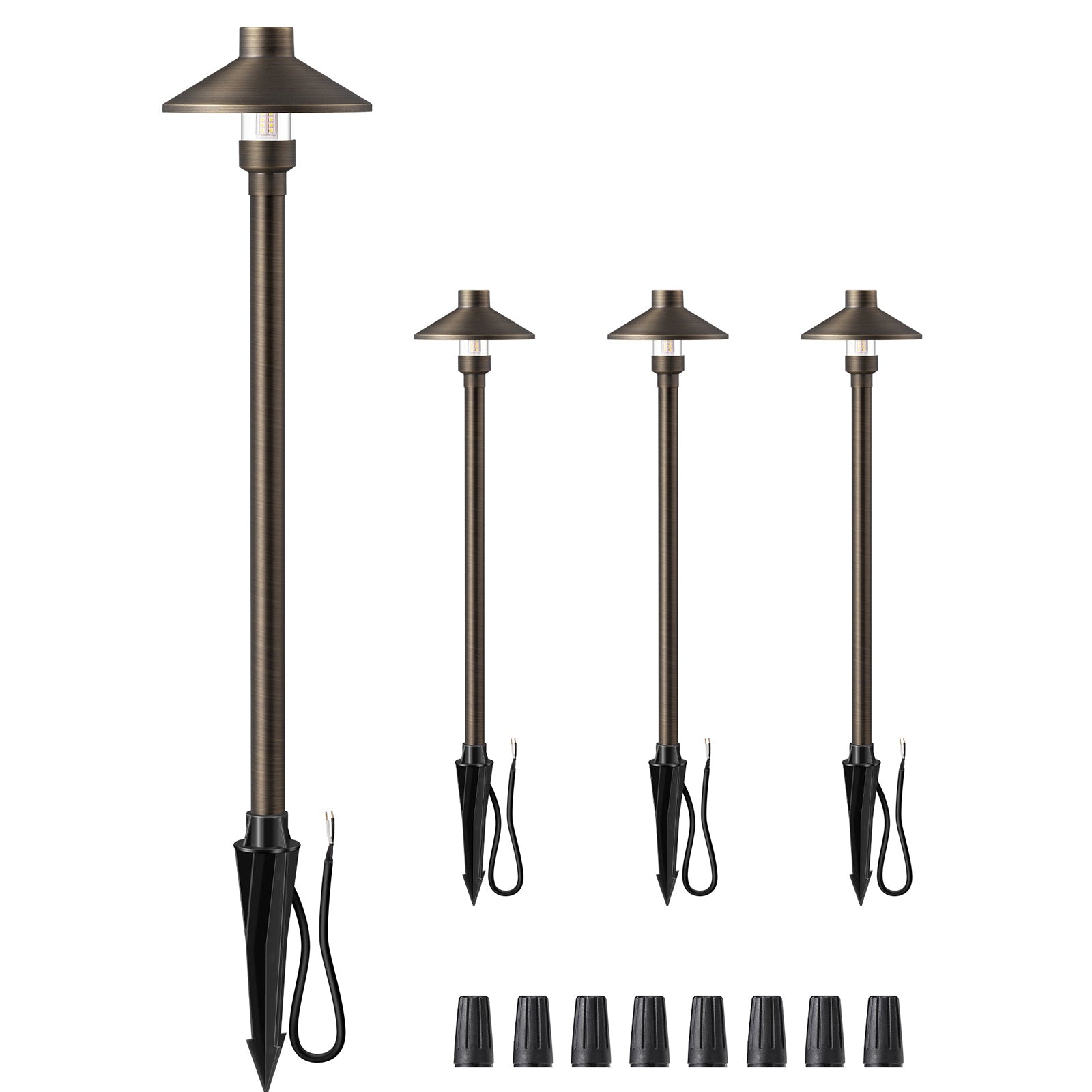 EDISHINE Solid Brass Low Voltage Pathway Lights Wired, 22" Tall Outdoor Landscape Path Light Heavy Duty, G4 Bulb Included, 12V LED Landscape Lighting, Bronze Waterproof for Garden Yard Walkway - HLPL07A - HLPL07B
