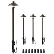 EDISHINE Solid Brass Low Voltage Pathway Lights Wired, 22" Tall Outdoor Landscape Path Light Heavy Duty, G4 Bulb Included, 12V LED Landscape Lighting, Bronze Waterproof for Garden Yard Walkway - HLPL07A - HLPL07B