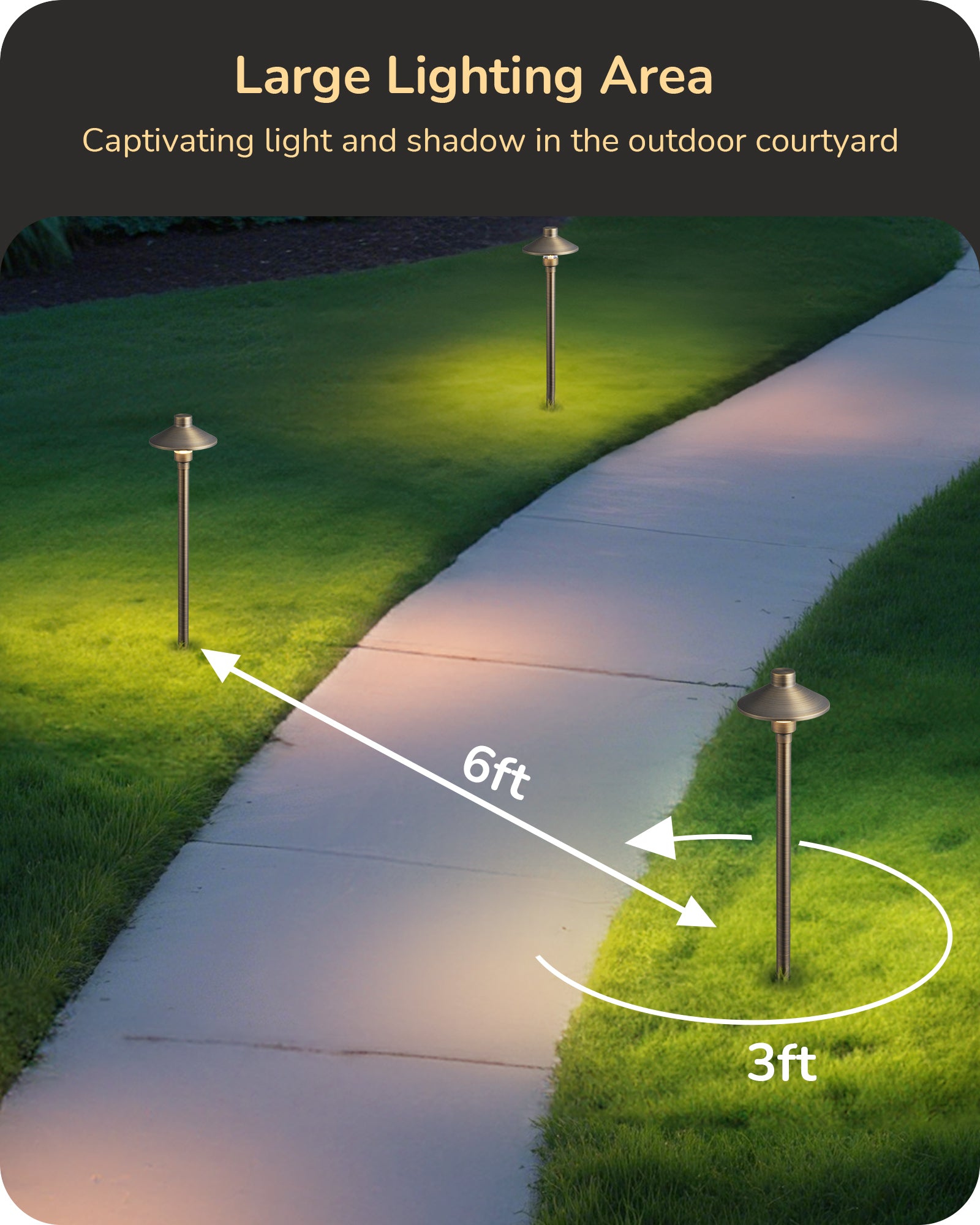 EDISHINE Solid Brass Low Voltage Pathway Lights Wired, 22" Tall Outdoor Landscape Path Light Heavy Duty, G4 Bulb Included, 12V LED Landscape Lighting, Bronze Waterproof for Garden Yard Walkway - HLPL07A - HLPL07B