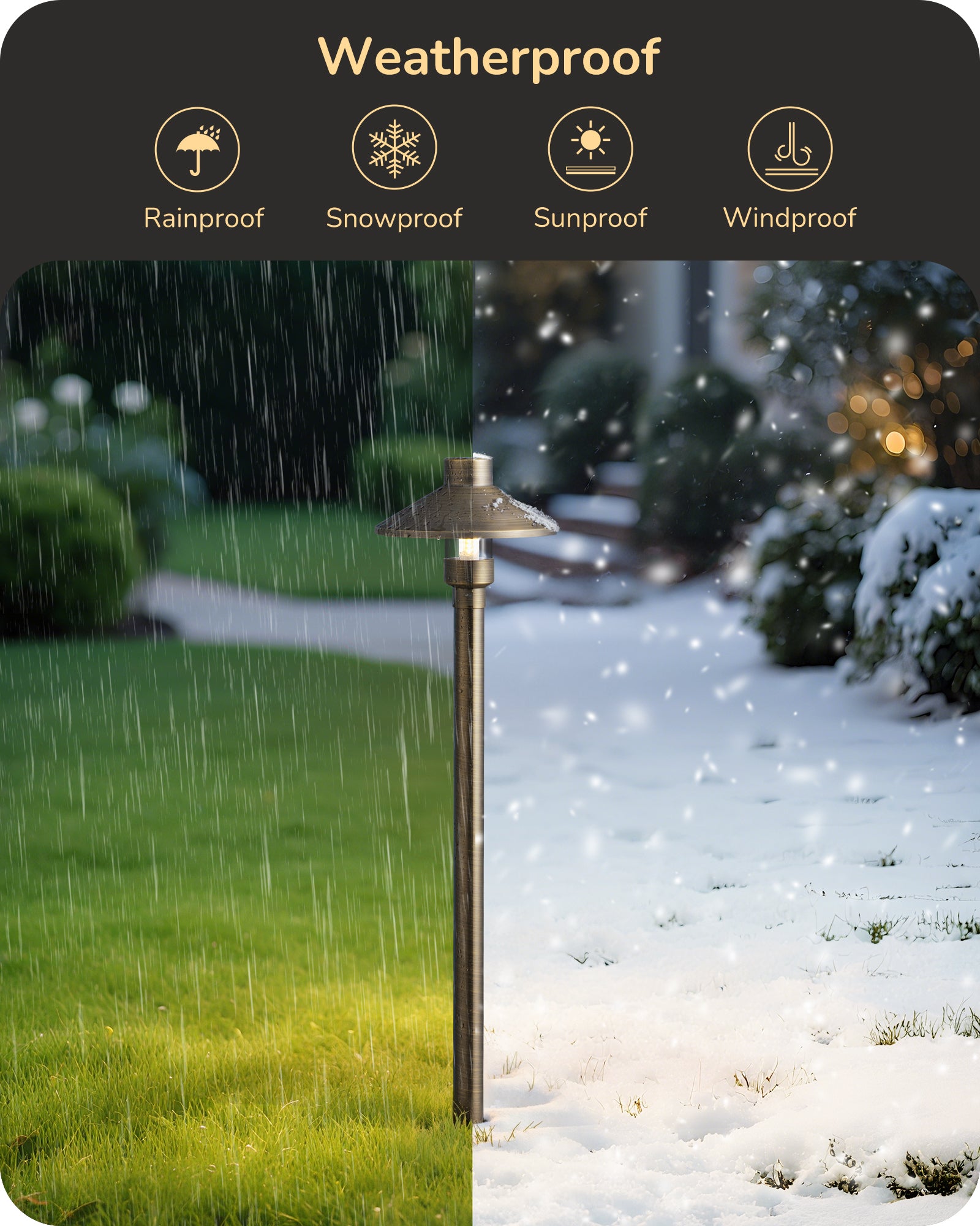 EDISHINE Solid Brass Low Voltage Pathway Lights Wired, 22" Tall Outdoor Landscape Path Light Heavy Duty, G4 Bulb Included, 12V LED Landscape Lighting, Bronze Waterproof for Garden Yard Walkway - HLPL07A - HLPL07B