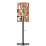 19" Tall Boho Rattan Table Lamp with Handwoven Shade & Pull-Chain Switch