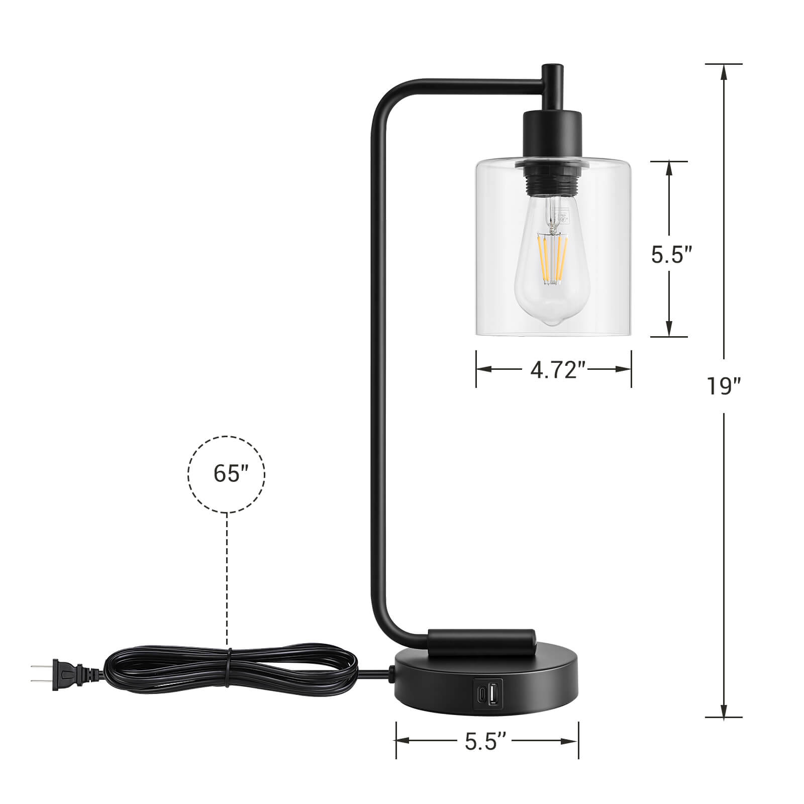EDISHINE | Touch-Control Dimmable Table Lamp with Dual USB Ports