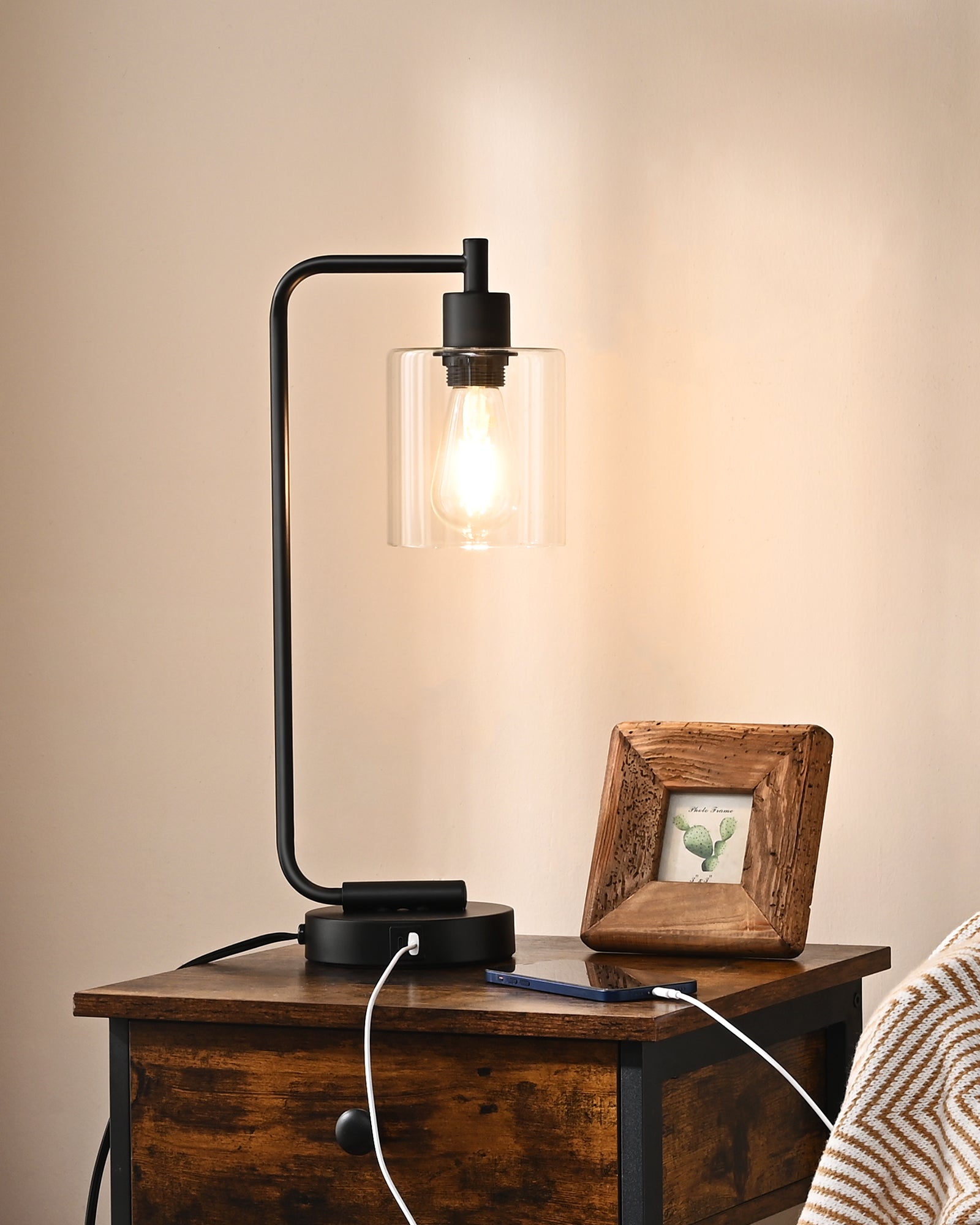 EDISHINE Dimmable Table Lamp with USB,Touch Control-HLTL02N