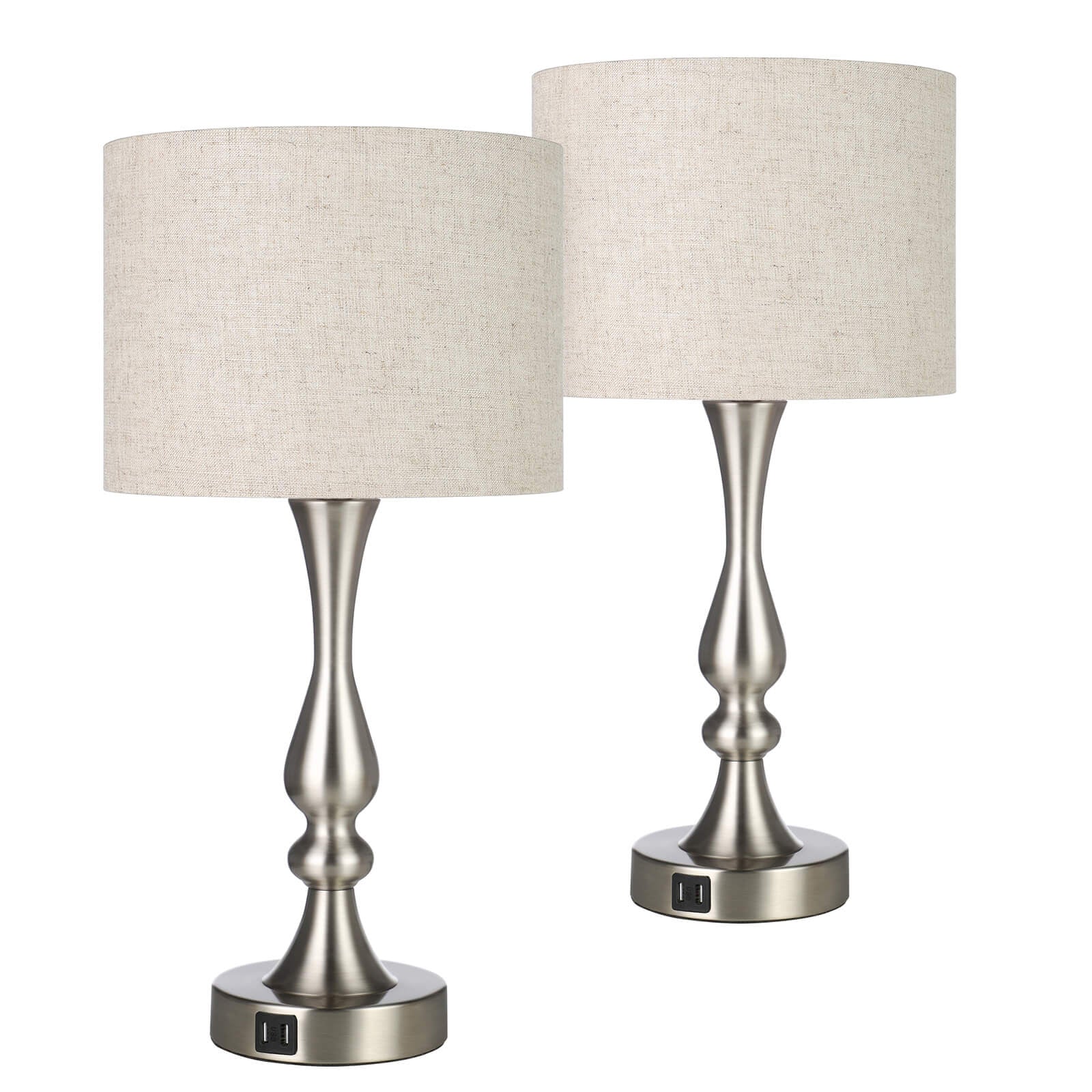 Touch-Control Modern Table Lamps with Dual USB Ports - Set of 2