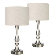 Touch-Control Modern Table Lamps with Dual USB Ports - Set of 2