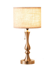 Luxe Traditional Table Lamp with Linen Drum Shade & Pull-Chain Switch