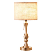 Luxe Traditional Table Lamp with Linen Drum Shade & Pull-Chain Switch