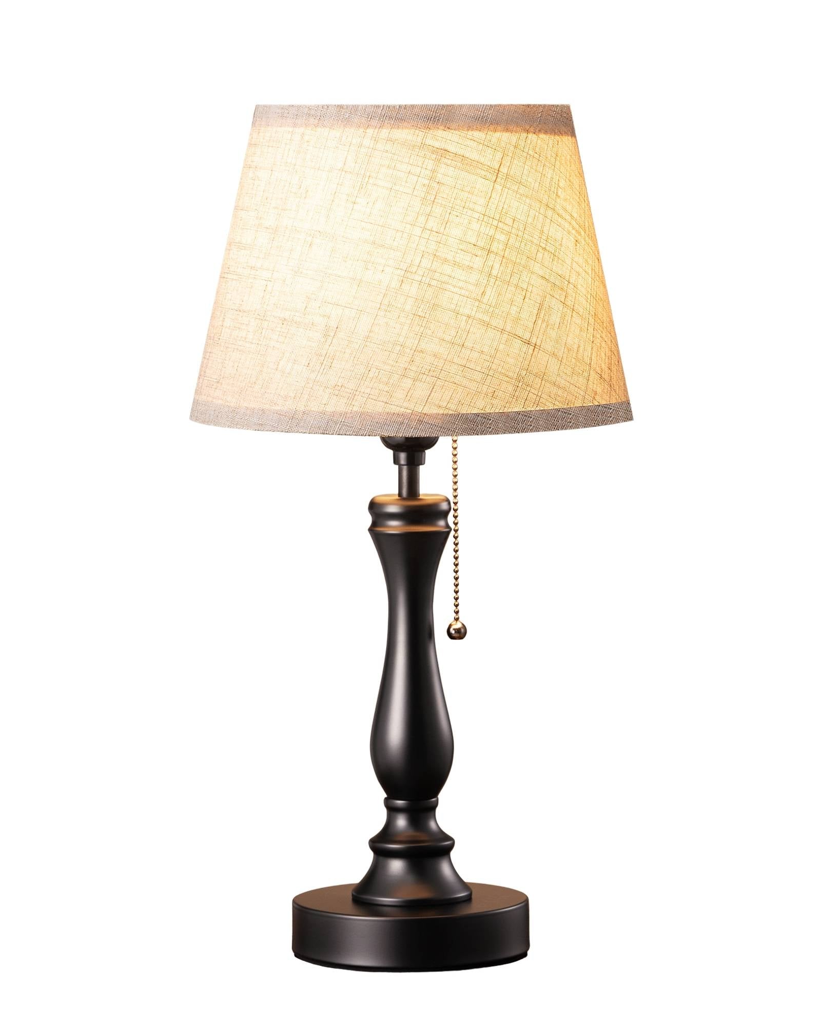 Retro Linen Table Lamp with Pull-Chain Switch