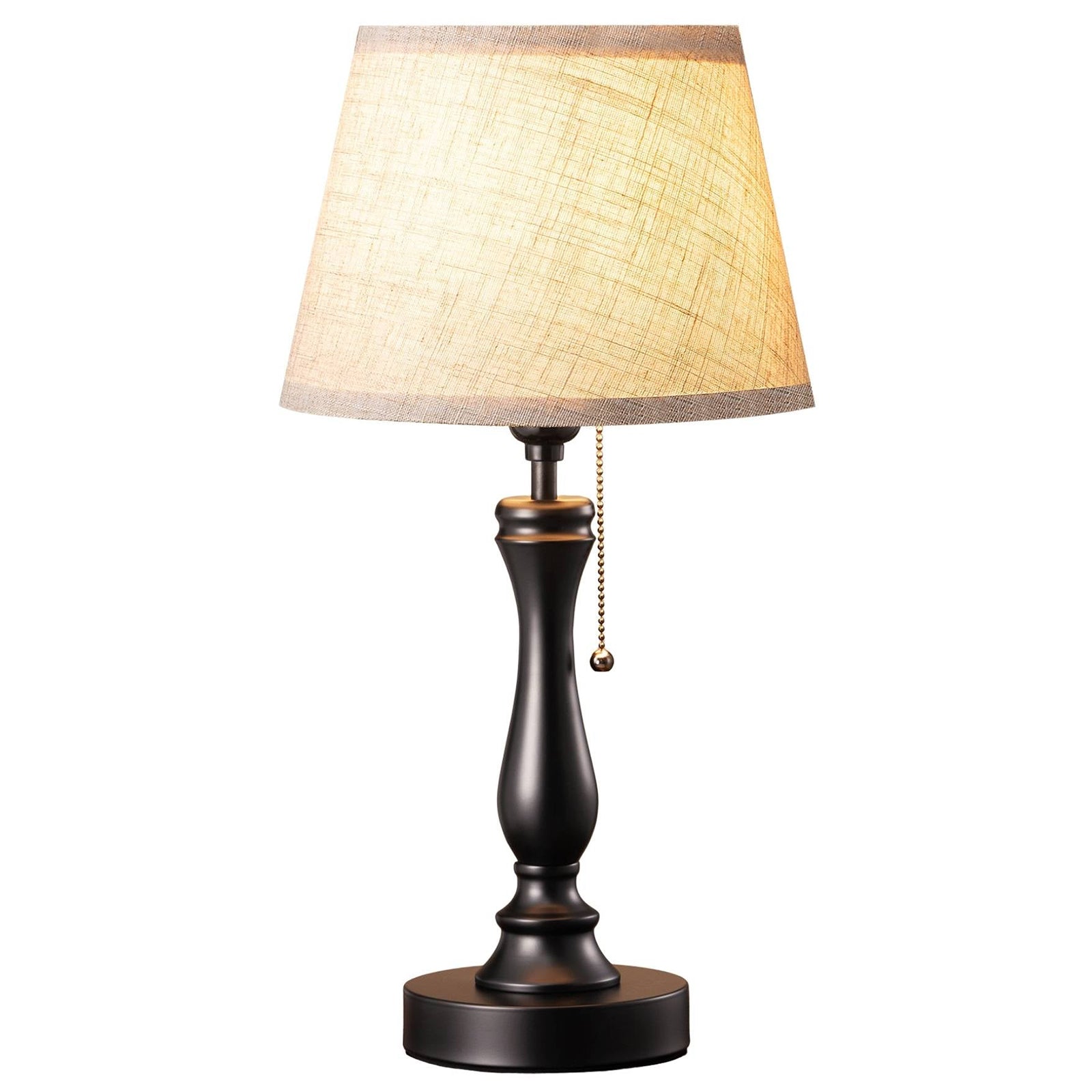Retro Linen Table Lamp with Pull-Chain Switch