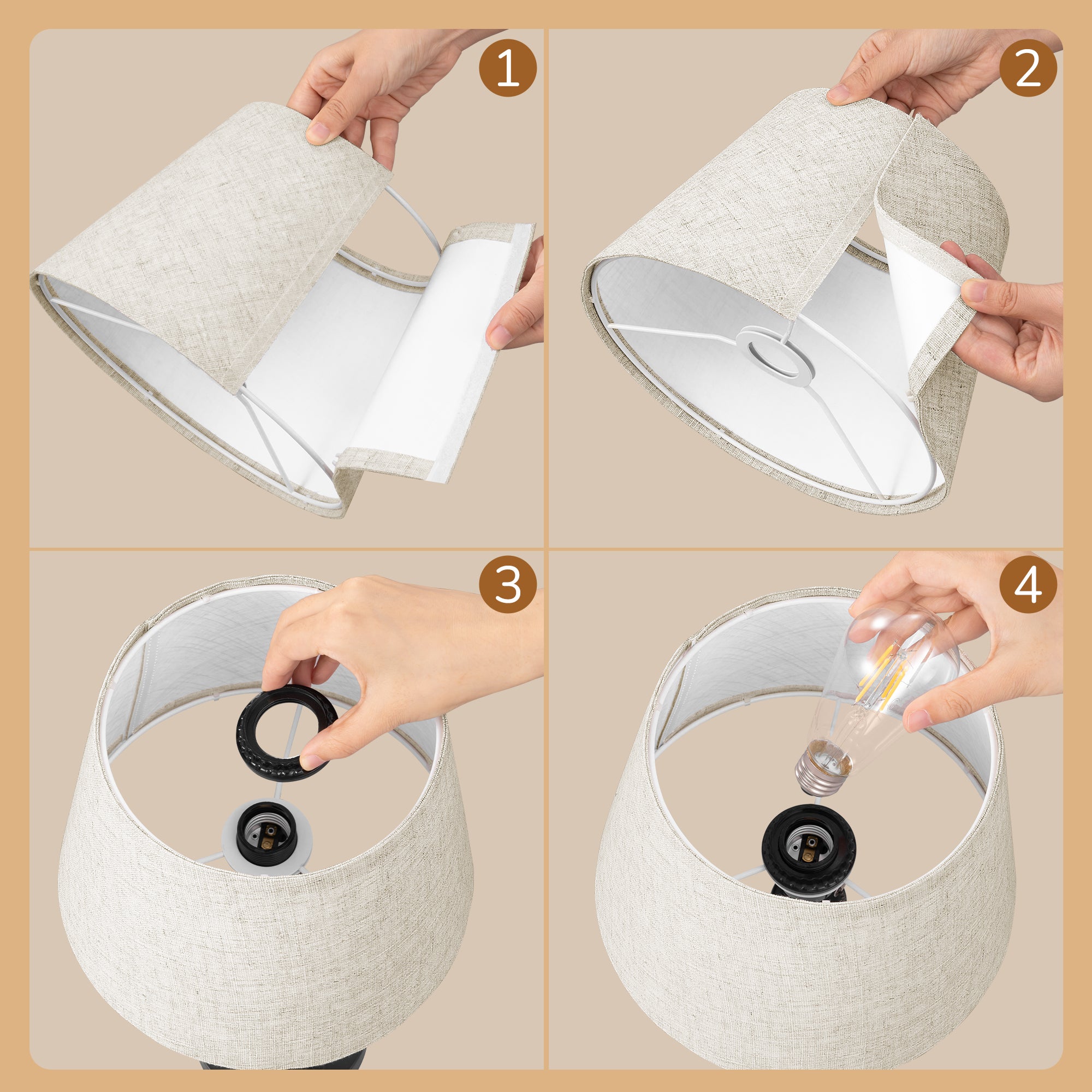 Retro Linen Table Lamp with Pull-Chain Switch