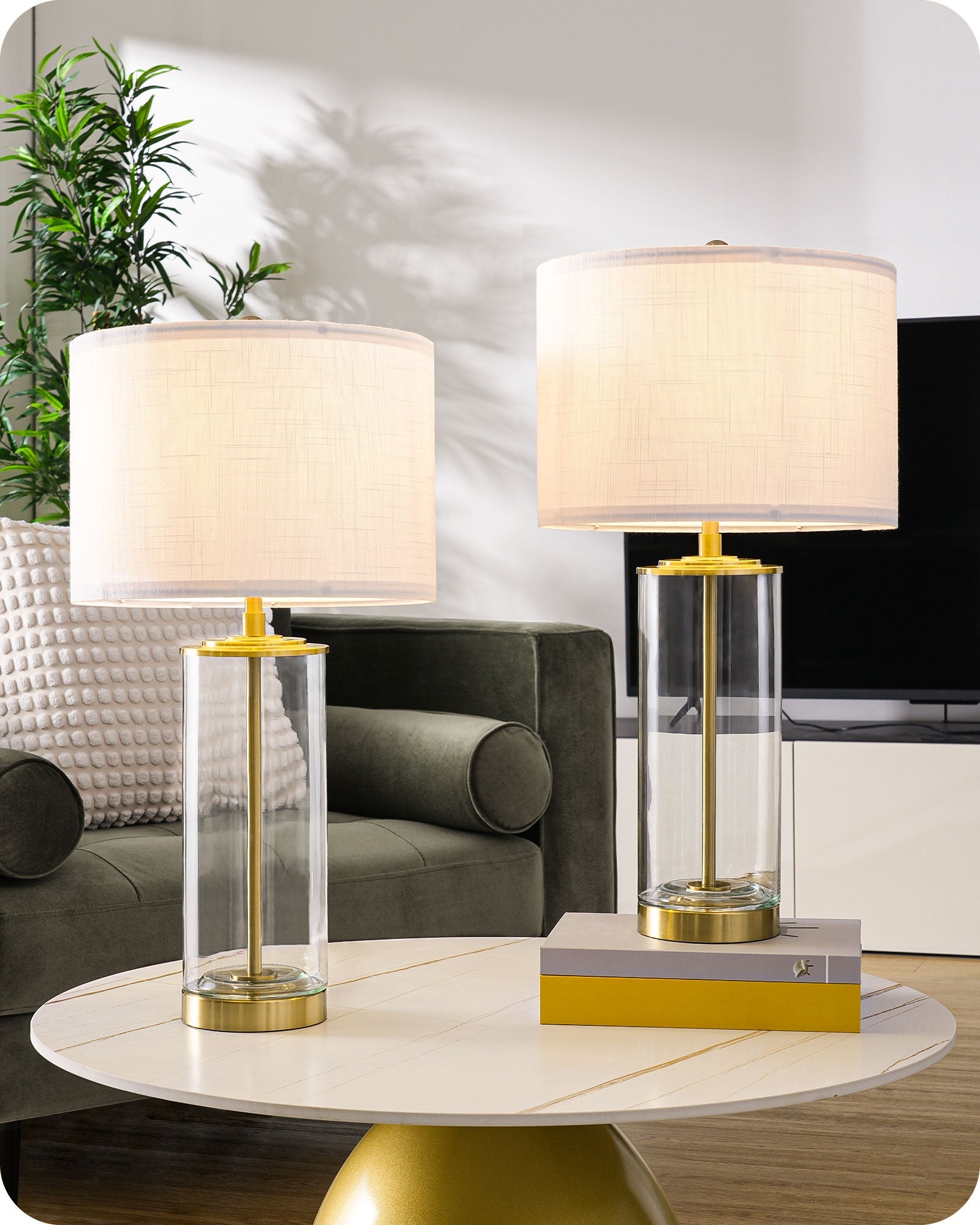 EDISHINE 23.6IN Glass Table Lamp DIY Fillable Base-HLTL07A