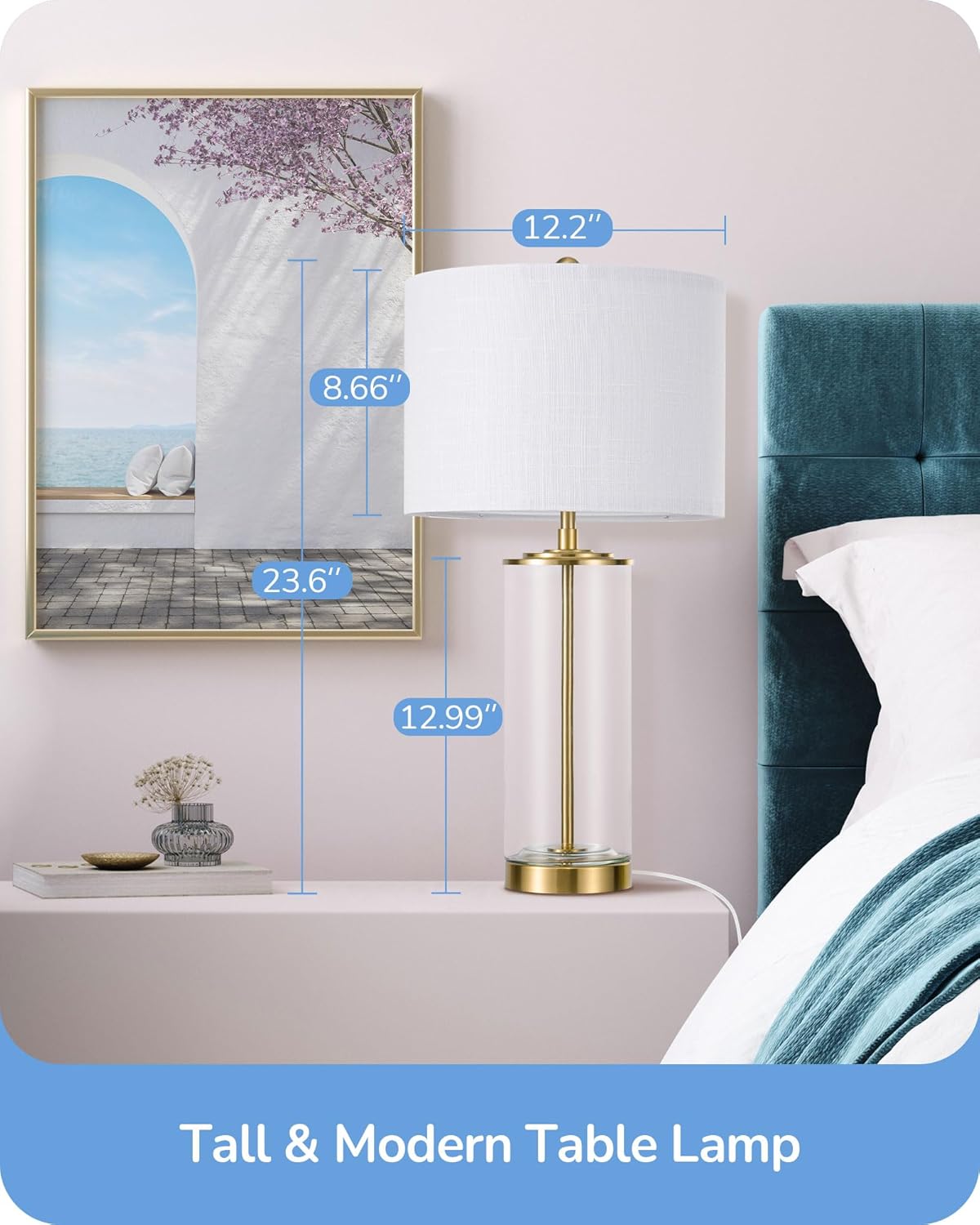 EDISHINE | DIY Fillable Glass Table Lamp Set with Linen Shade