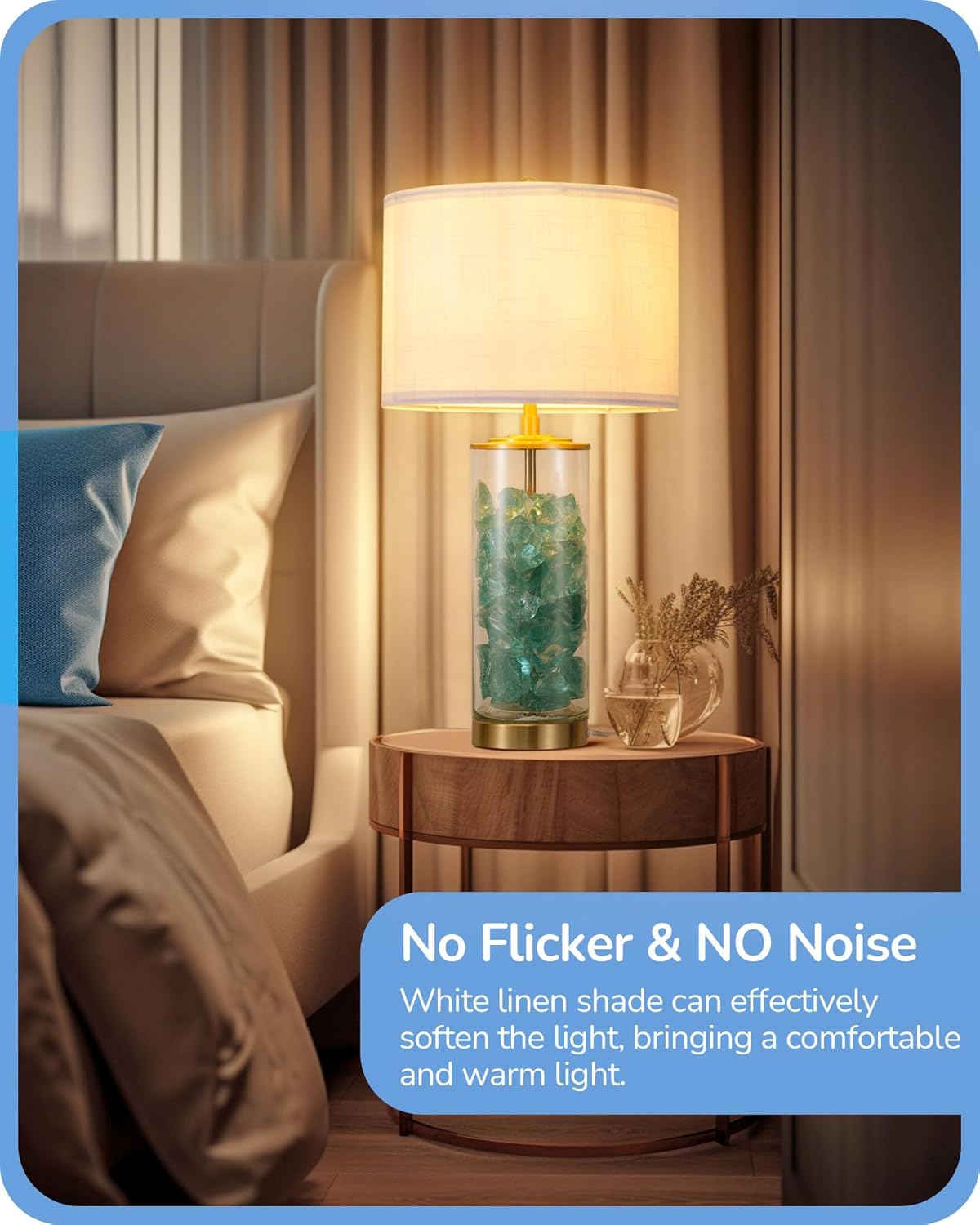EDISHINE | DIY Fillable Glass Table Lamp Set with Linen Shade