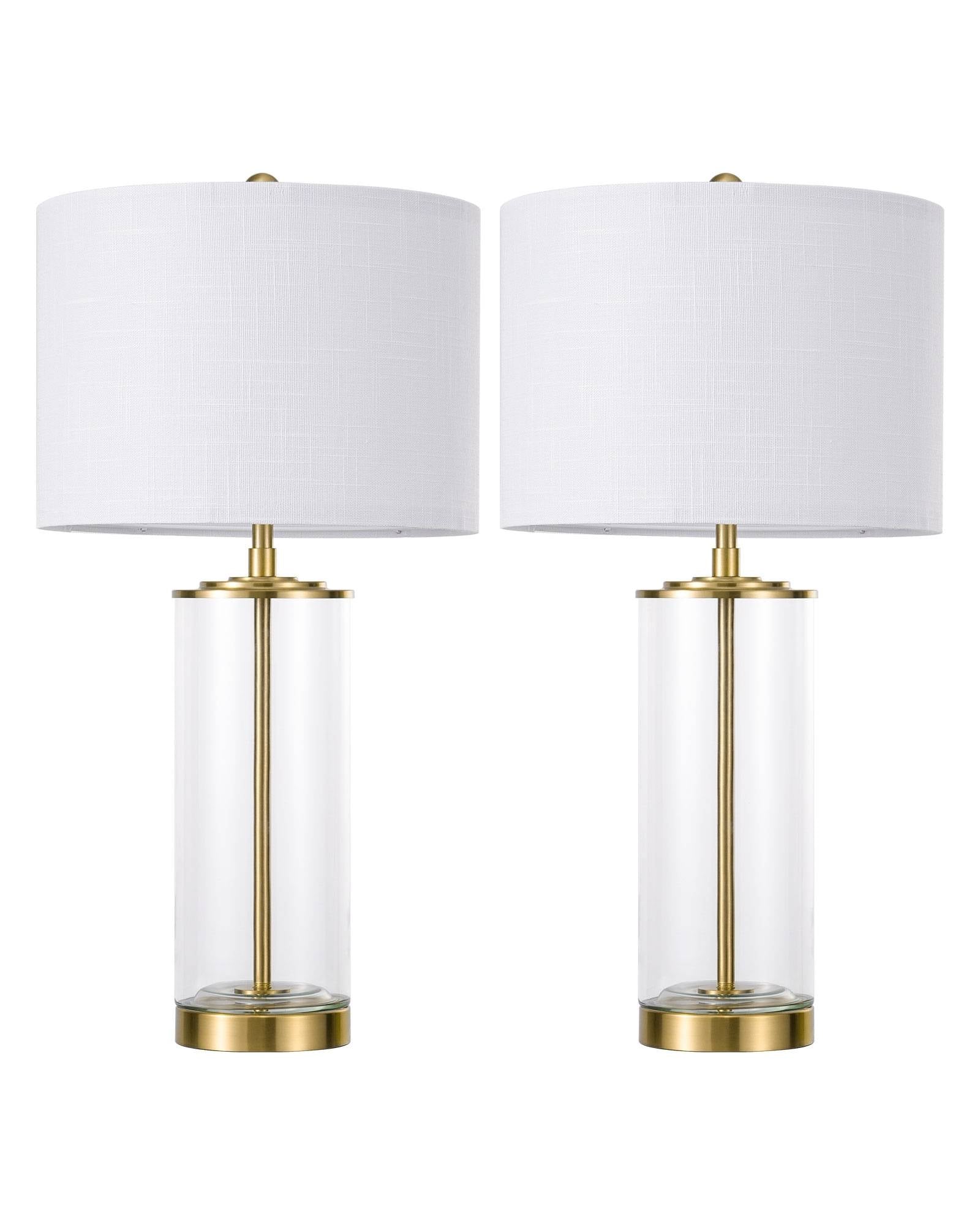 EDISHINE | DIY Fillable Glass Table Lamp Set with Linen Shade