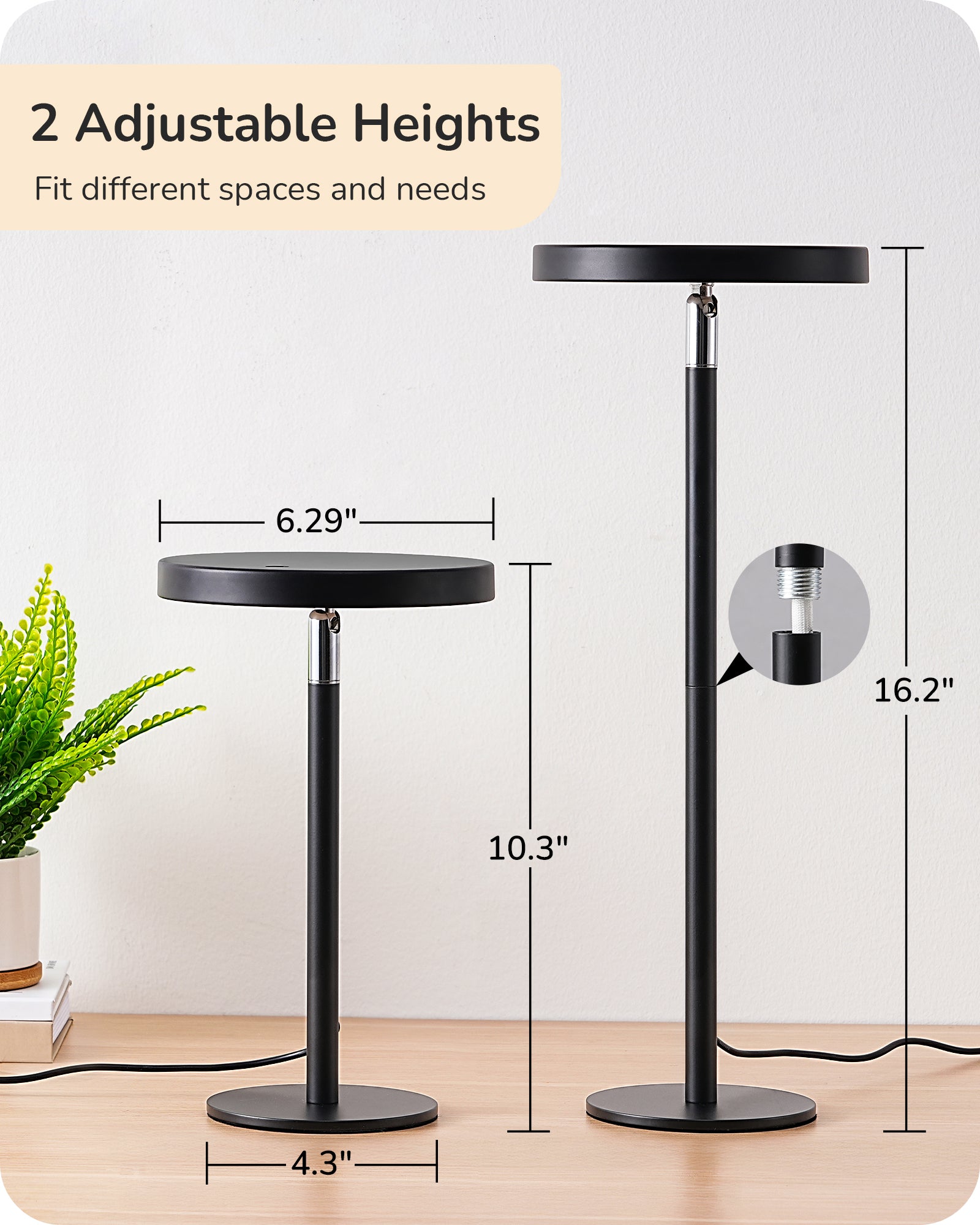 Modern Touch-Control LED Task Table Lamp with Adjustable Height & Memory Dimming