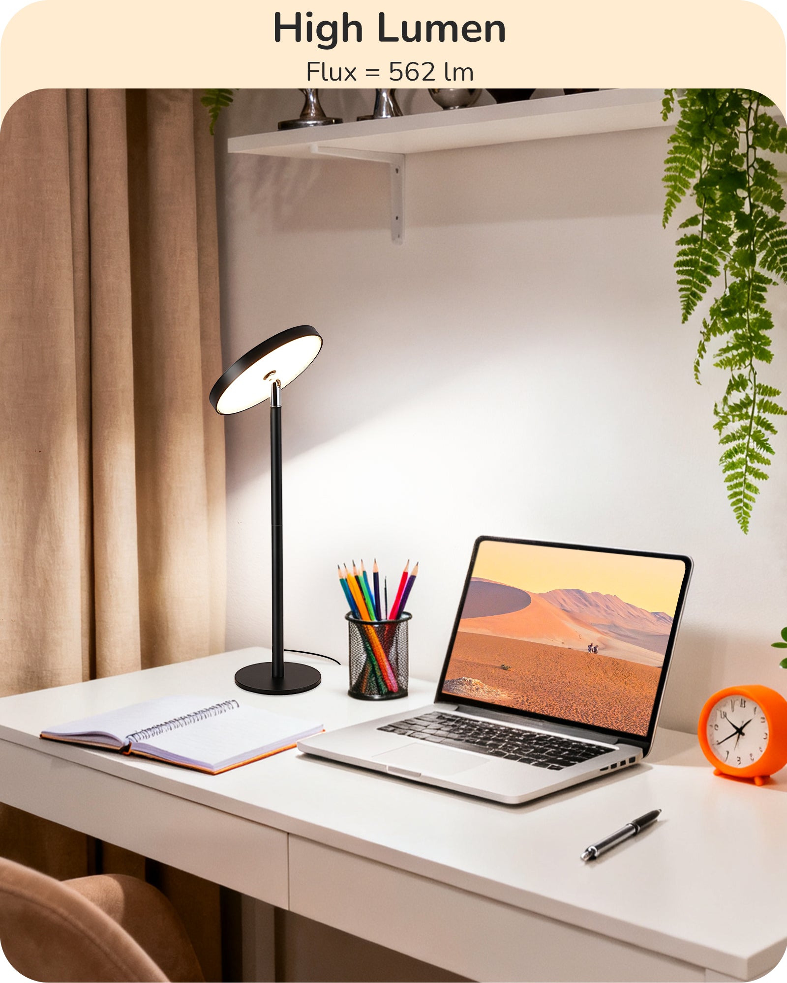 Modern Touch-Control LED Task Table Lamp with Adjustable Height & Memory Dimming