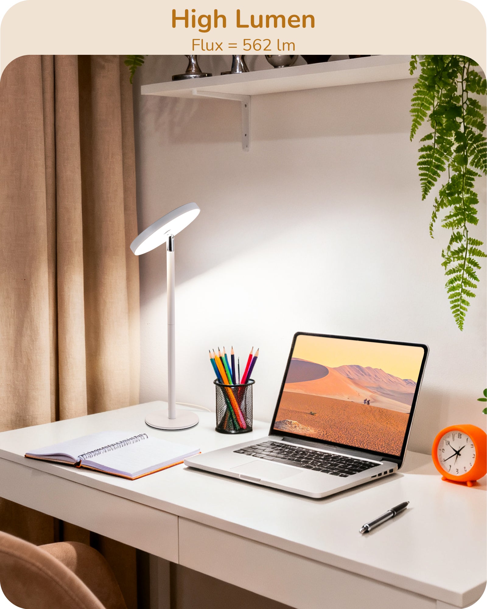 Modern Touch-Control LED Task Table Lamp with Adjustable Height & Memory Dimming