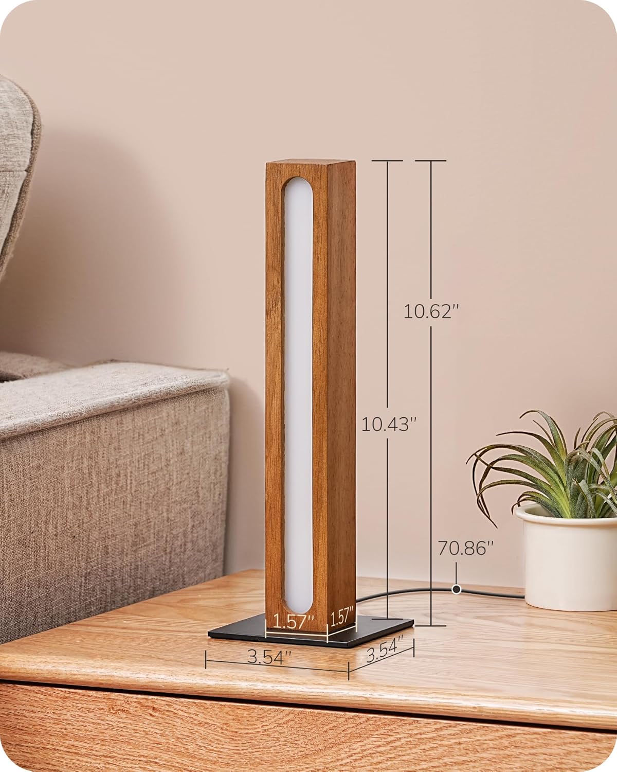 EDISHINE | Minimalist Square Wood LED Table Lamp