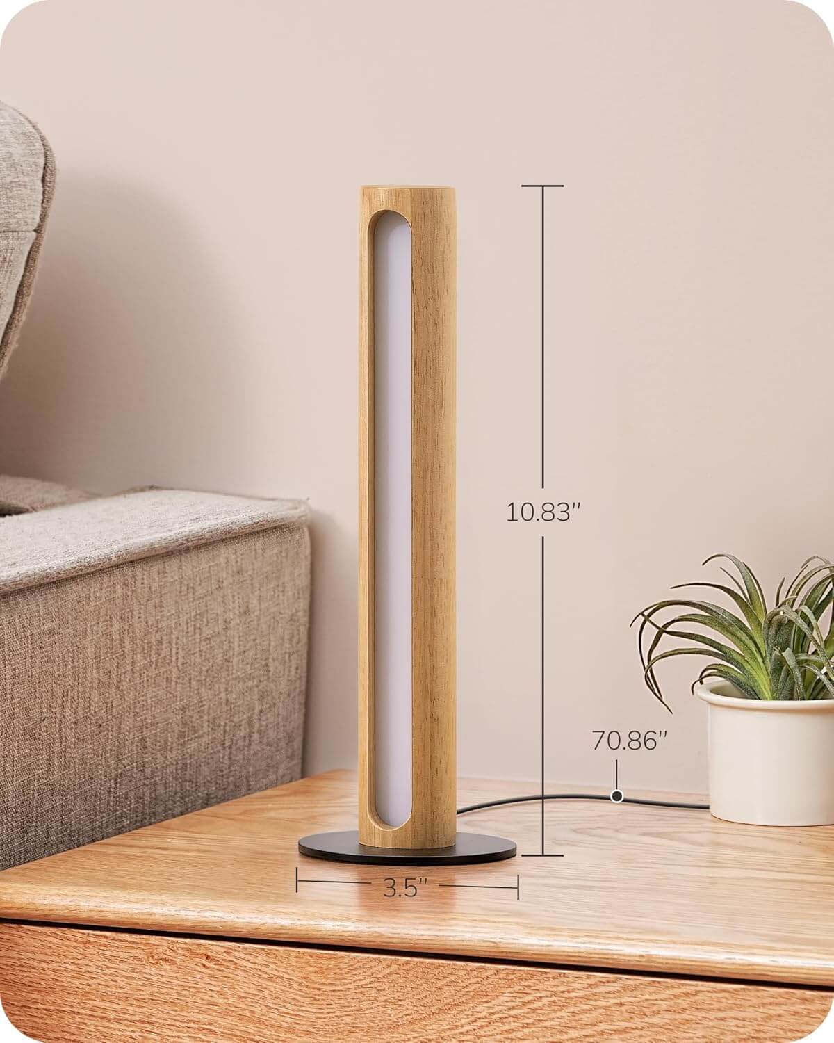 EDISHINE | Minimalist Cylindrical Wood LED Table Lamp