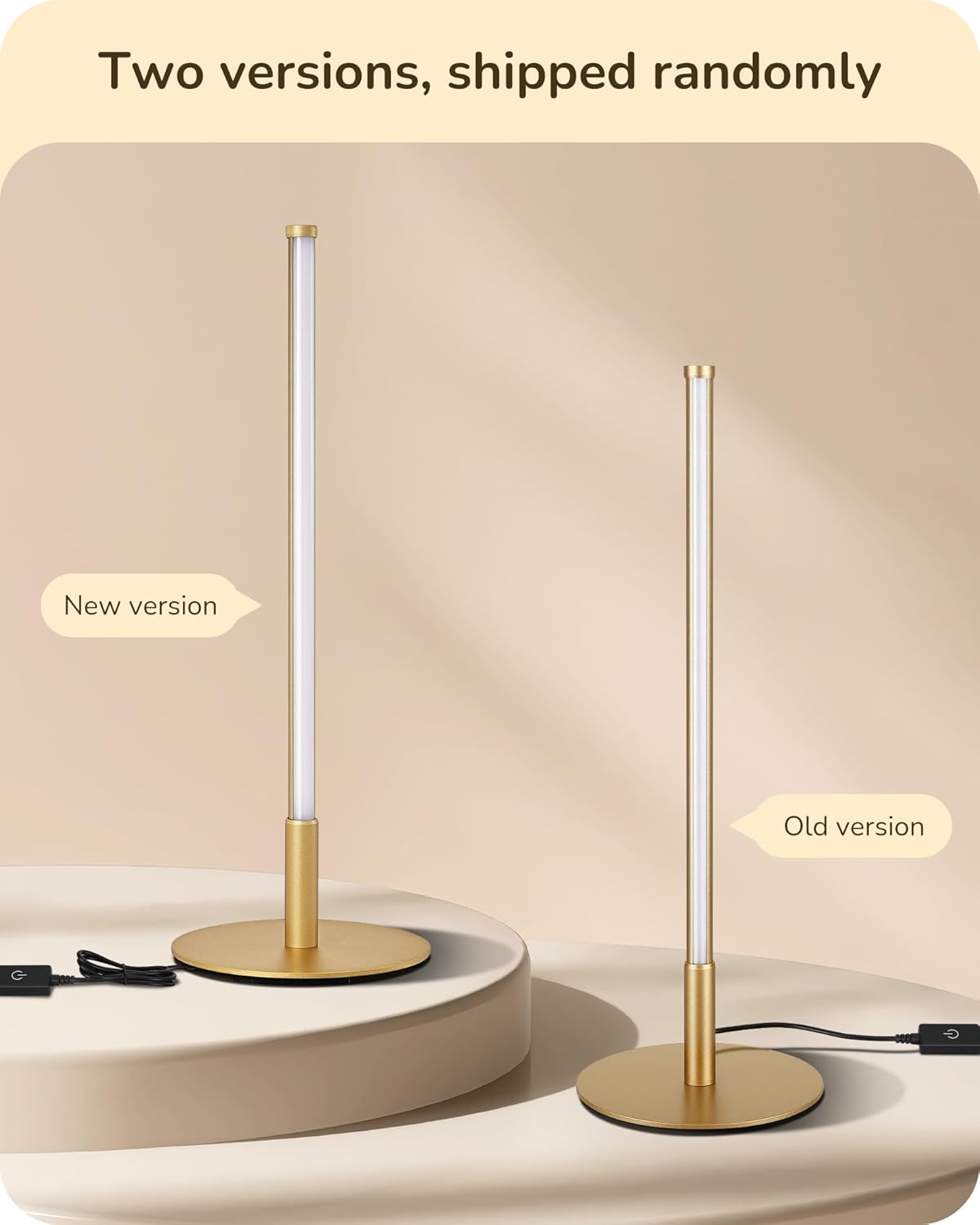 EDISHINE | Modern Minimalist Dimmable LED Table Lamp Set (Gold)
