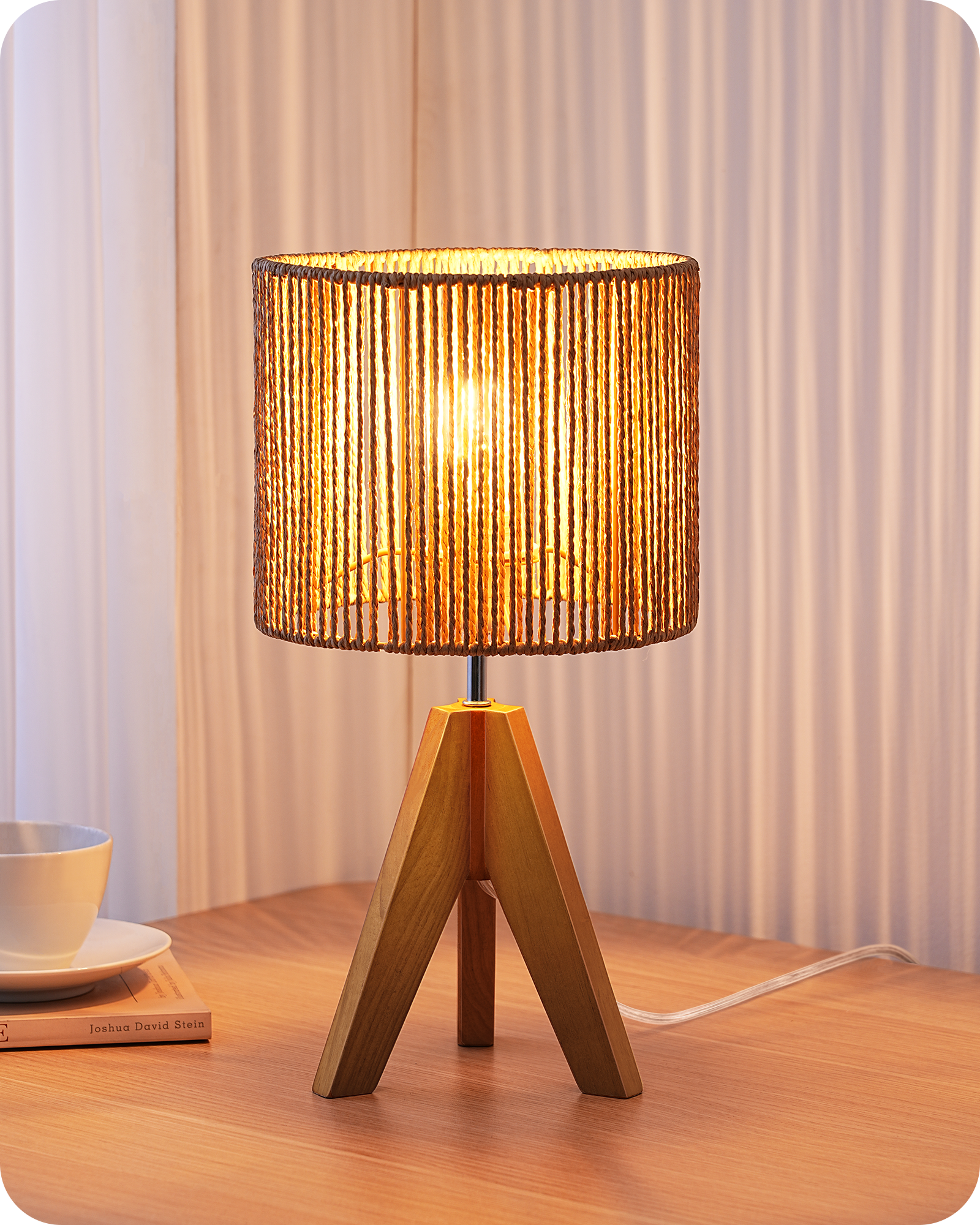 EDISHINE Small Table Lamp, E26 Base, Vertical Stripes-HLTL15H