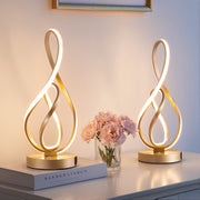 Gold Musical Note LED Table Lamp with USB & Type-C (2 Pack)