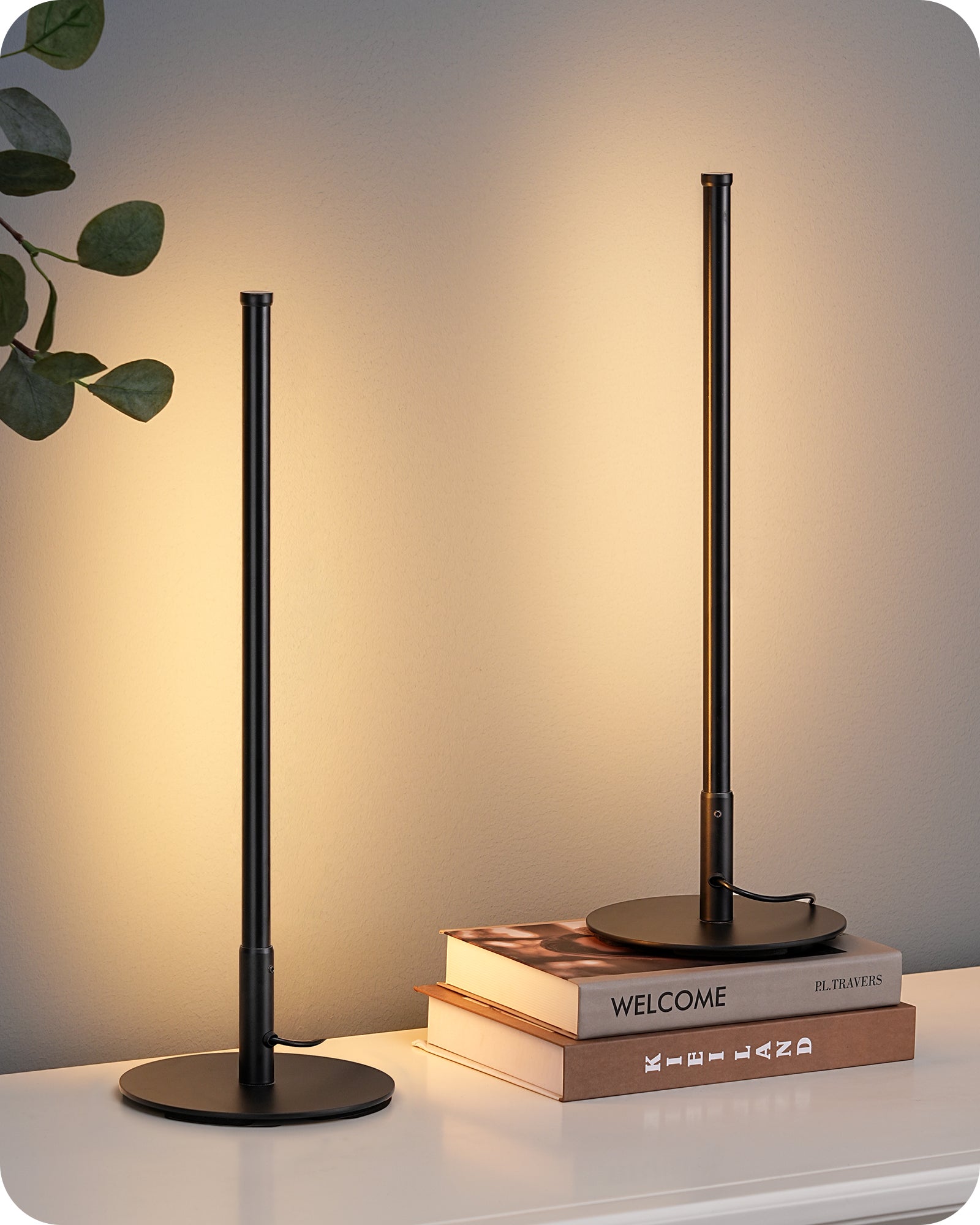 EDISHINE Modern Stepless Dimmable LED Table Lamp, Matte Black (2 Pack)-HLTL22K