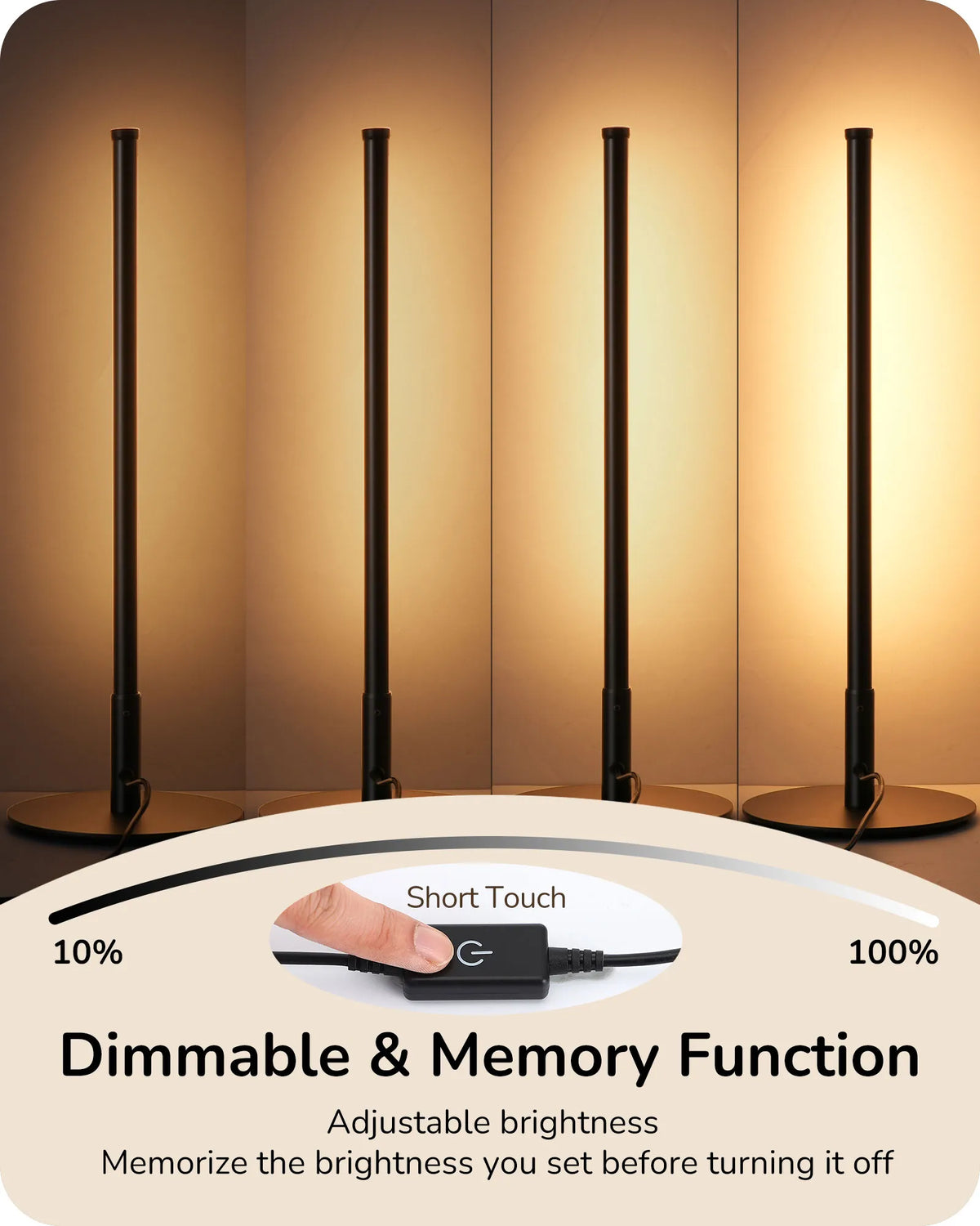 Modern Minimalist Dimmable LED Table Lamps - Set of 2 (Matte Black)