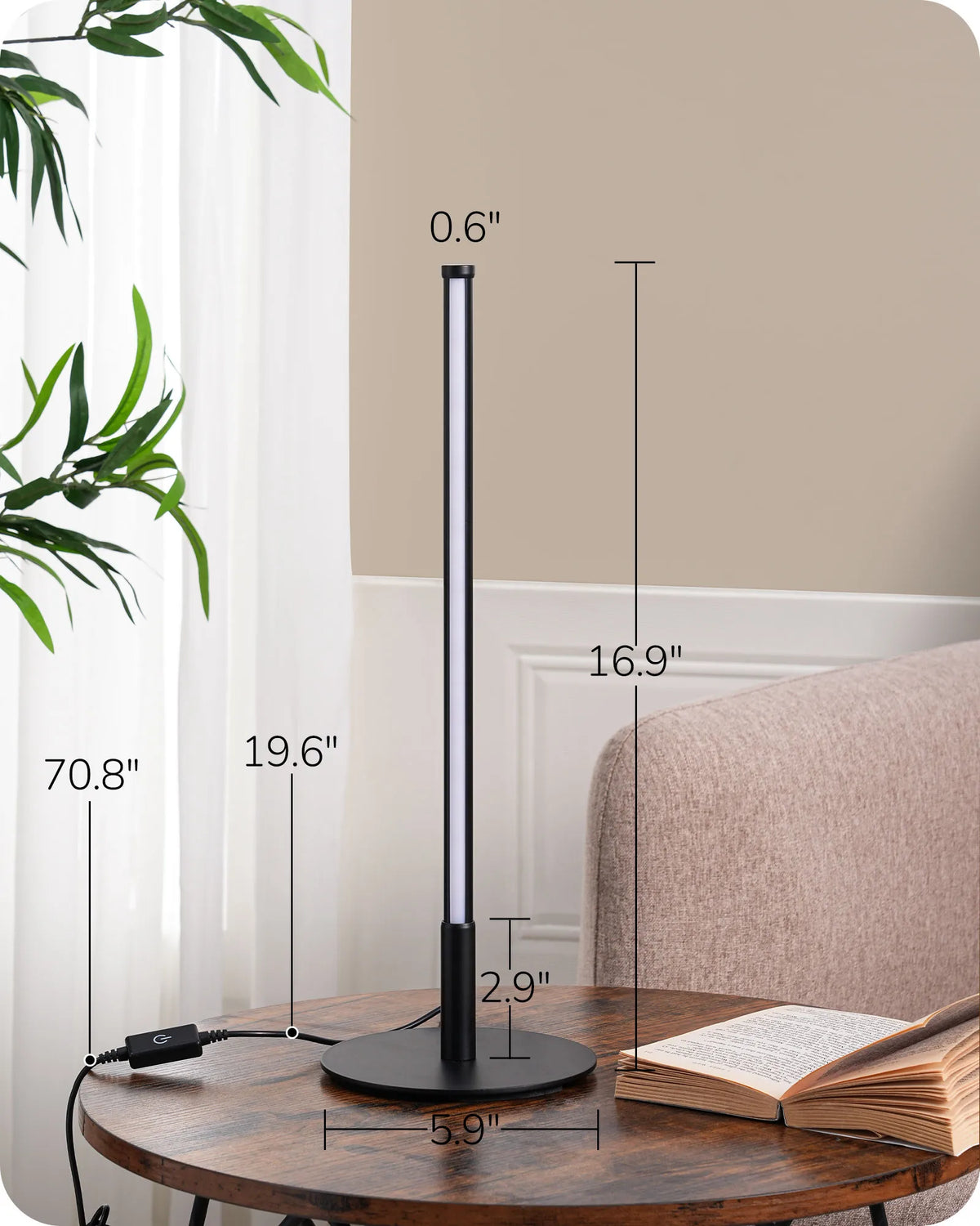 Modern Minimalist Dimmable LED Table Lamps - Set of 2 (Matte Black)