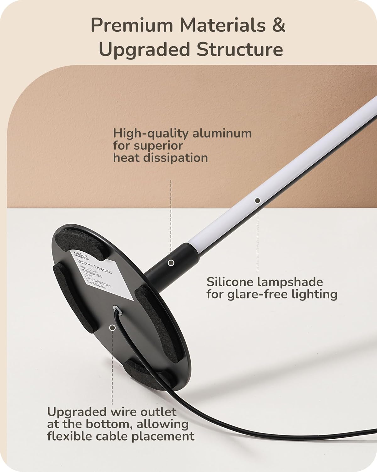EDISHINE | Modern Minimalist Dimmable LED Table Lamp Set (Matte Black)