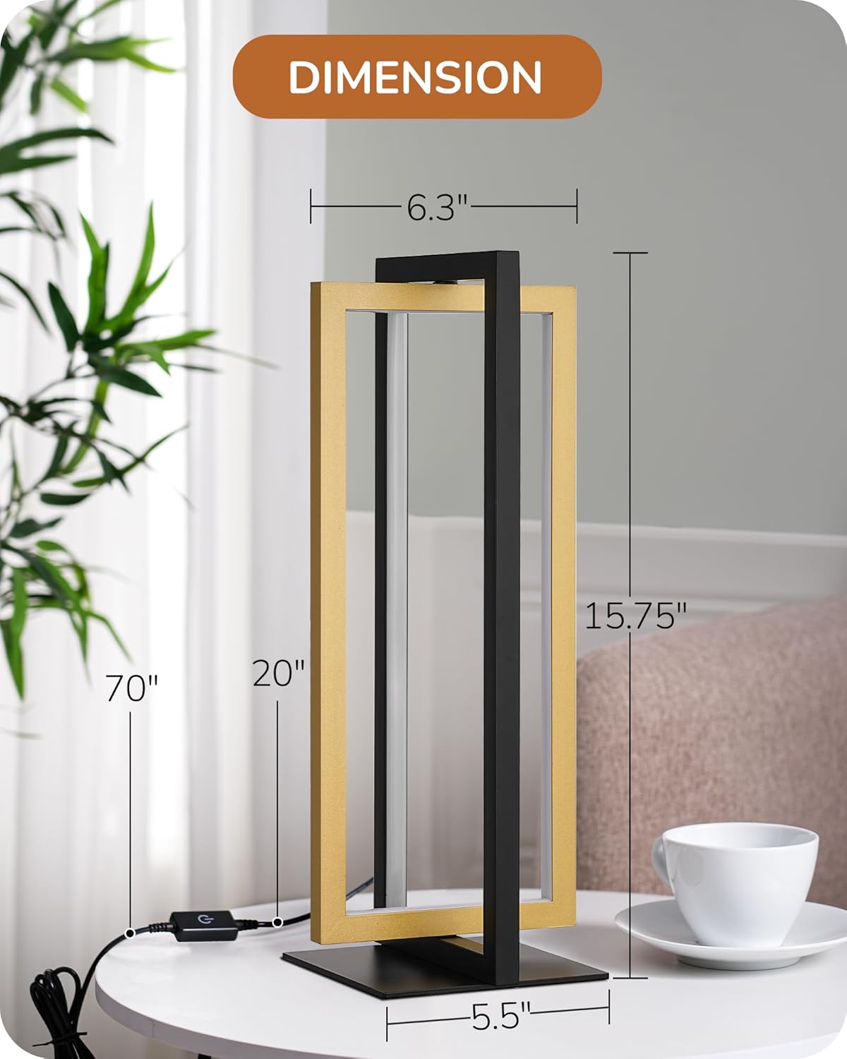 EDISHINE | Modern Dual-Frame Dimmable LED Table Lamp Set