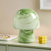 10.04" Green Swirl Glass Mushroom Table Lamp with LED Bulb
