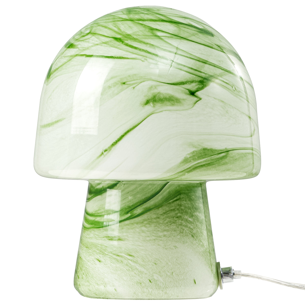 10.04" Green Swirl Glass Mushroom Table Lamp with LED Bulb