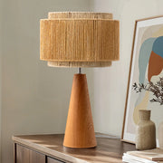 Bedside Natural Two-Tone Rattan Lampshade Table Lamp (20.1" )