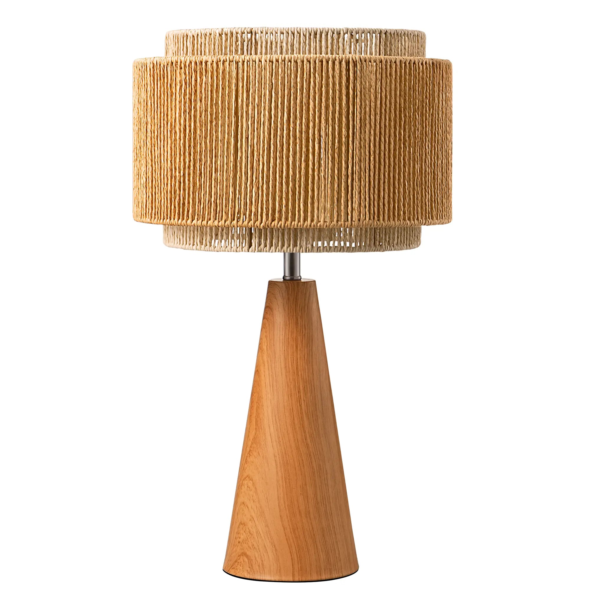 Bedside Natural Two-Tone Rattan Lampshade Table Lamp (20.1" )