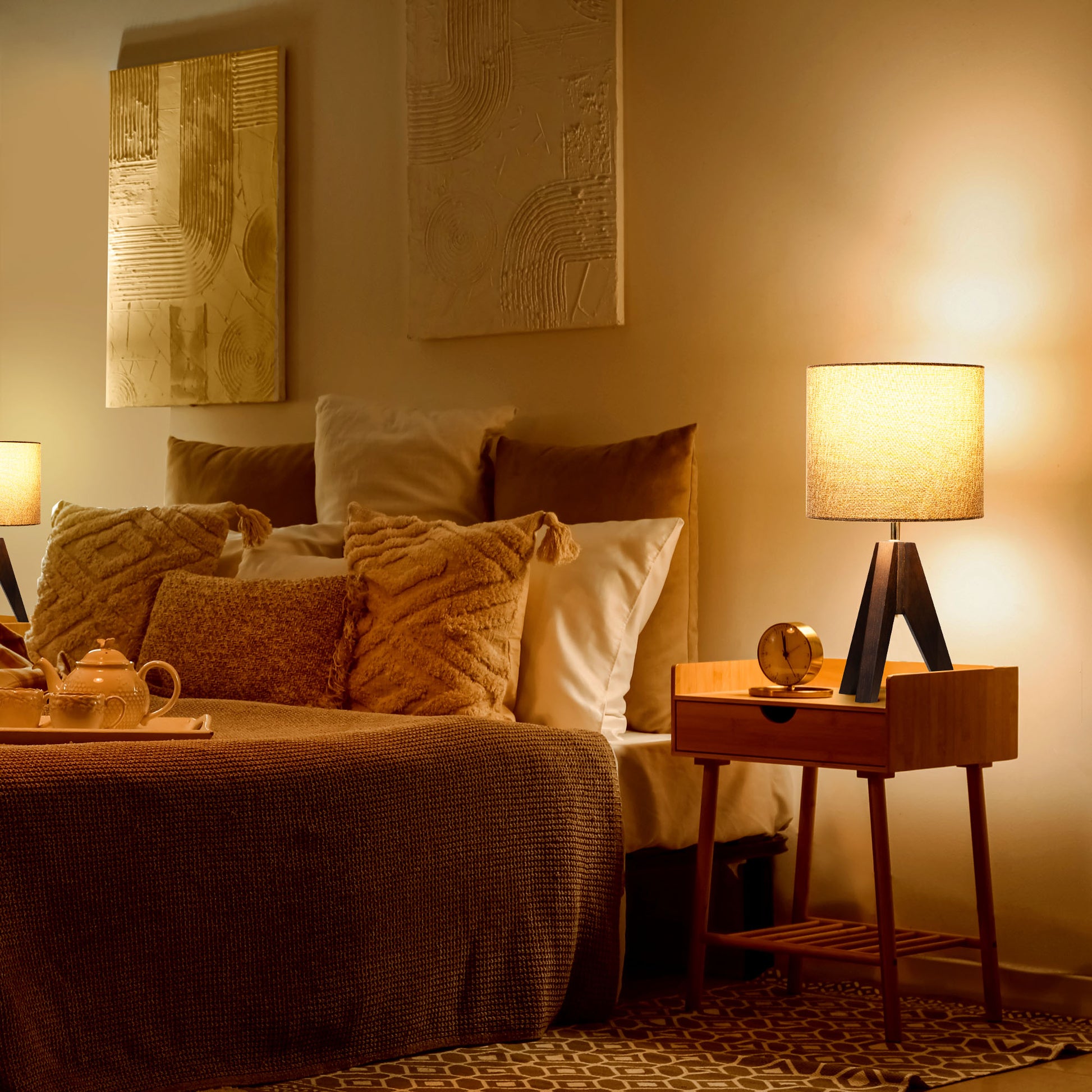 EDISHINE Wood Table Lamp (Set of 2)-HLTL25R9