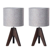 Modern Solid Wood Tripod Table Lamps – Set of 2 (Dark Walnut)