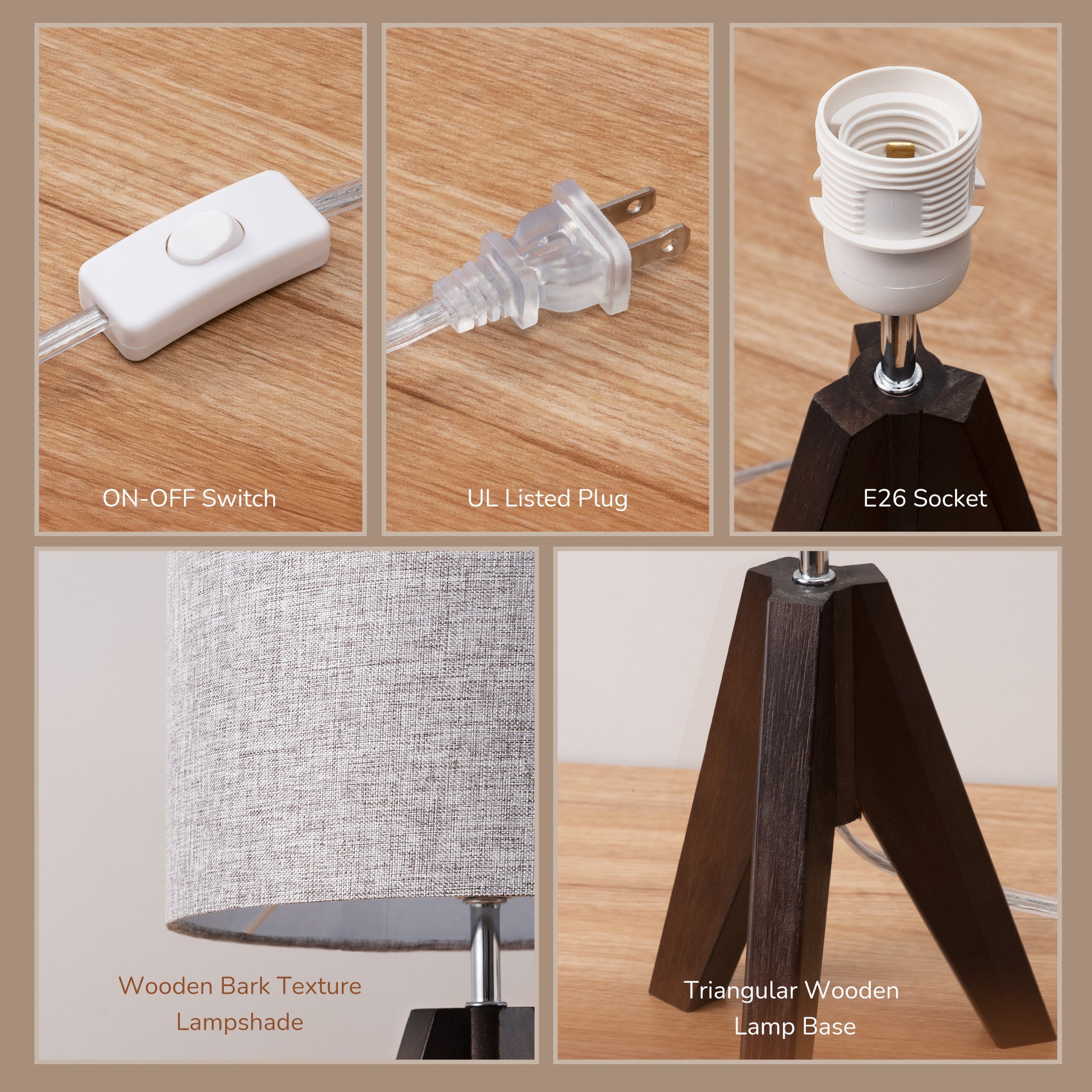 EDISHINE Wood Table Lamp (Set of 2)-HLTL25R9