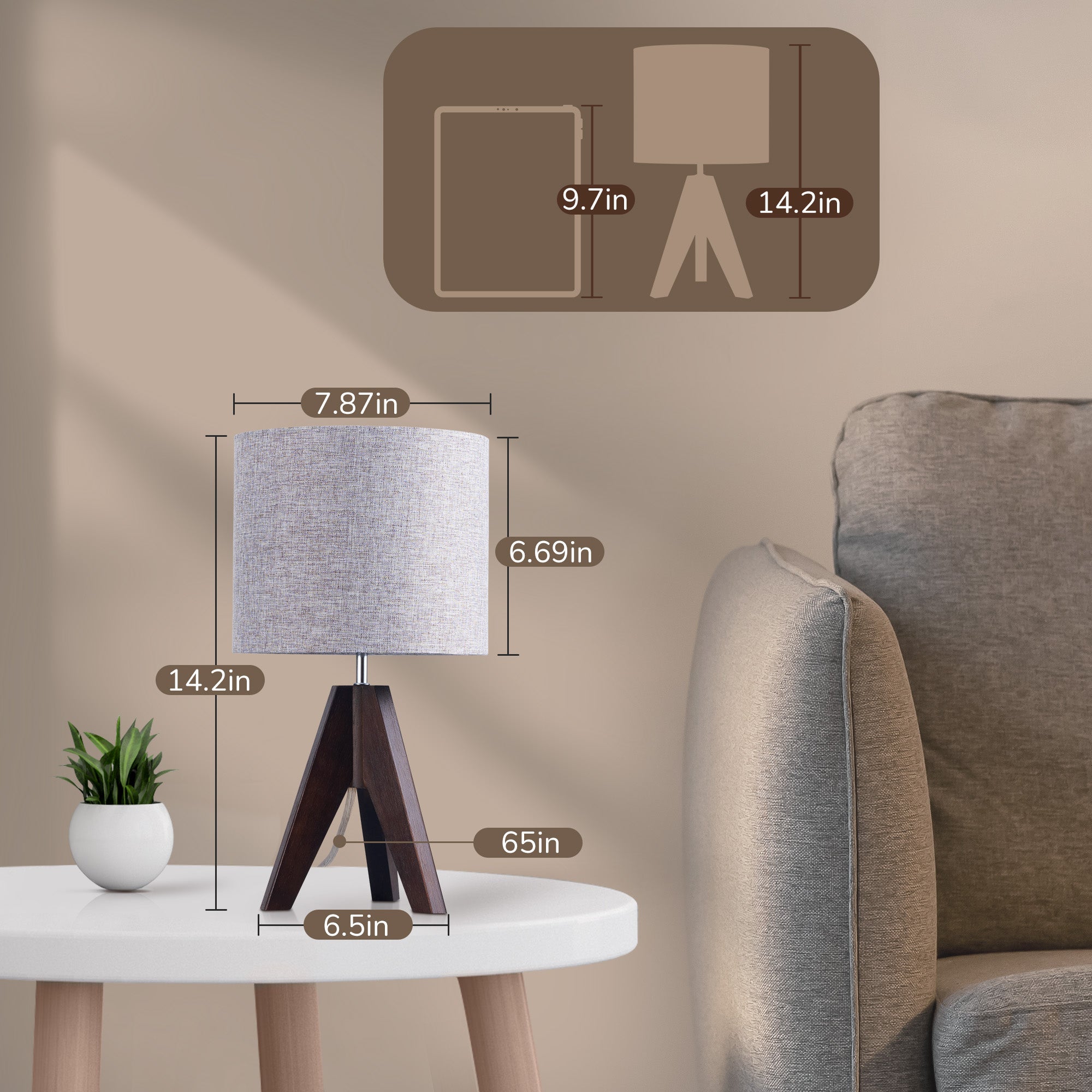 EDISHINE Wood Table Lamp (Set of 2)-HLTL25R9