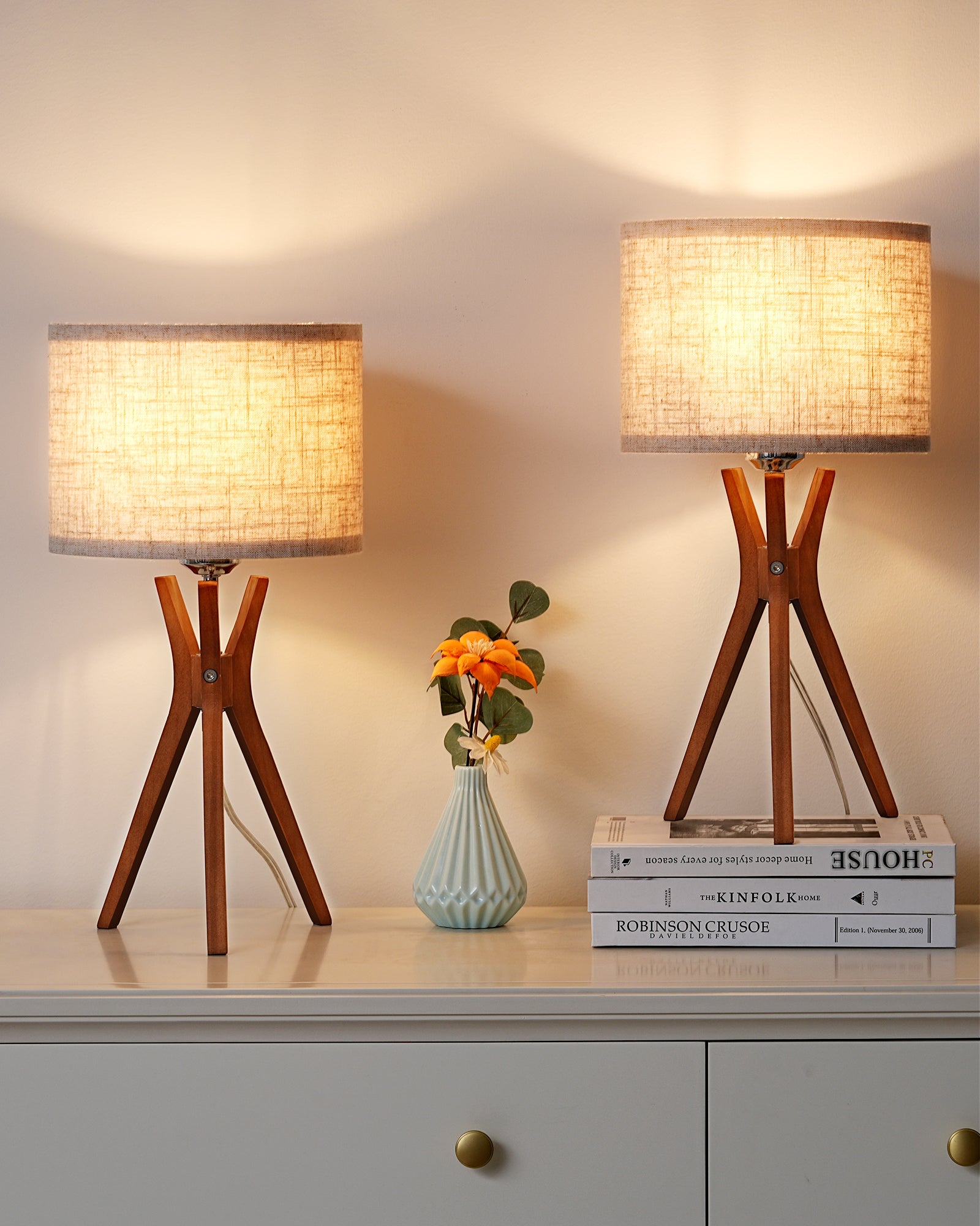 EDISHINE Solid Wood Table Lamp (Set of 2)-HLTL25W