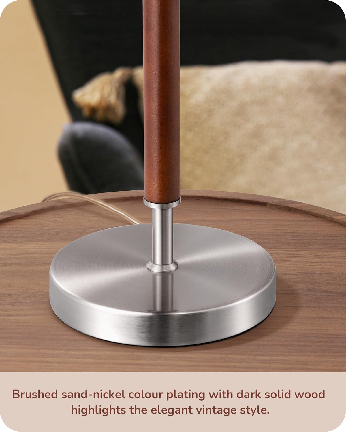 EDISHINE | Mid-Century Wood Table Lamp Set with Pull Chain