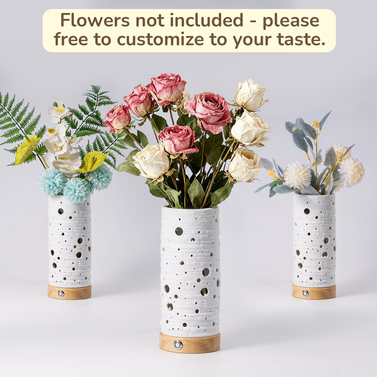 11.02" Floral Vase-Shaped Novelty Ceramic Table Lamp - 3 Color Temperatures