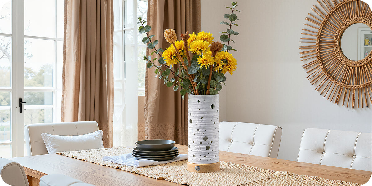 11.02" Floral Vase-Shaped Novelty Ceramic Table Lamp - 3 Color Temperatures