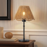 15.35" Boho Table Lamp with Rattan Scallop Shade