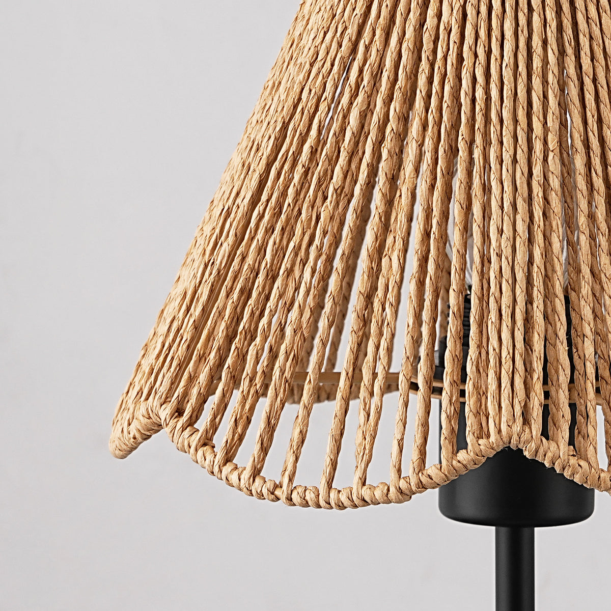 15.35" Boho Table Lamp with Rattan Scallop Shade