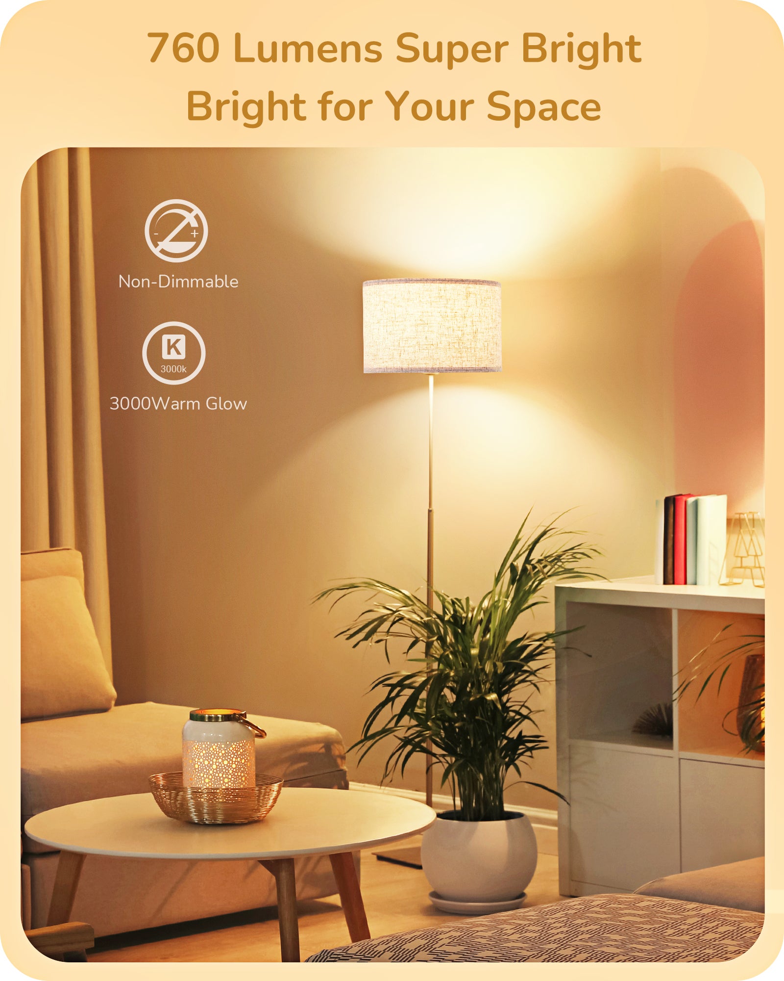 EDISHINE 4-Pack A19 LED Light Bulb, 760LM, 9 Watt(60 Watt Equivalent), E26 Medium Screw Base, Non Dimmable-HNLA19P-HNLA19N